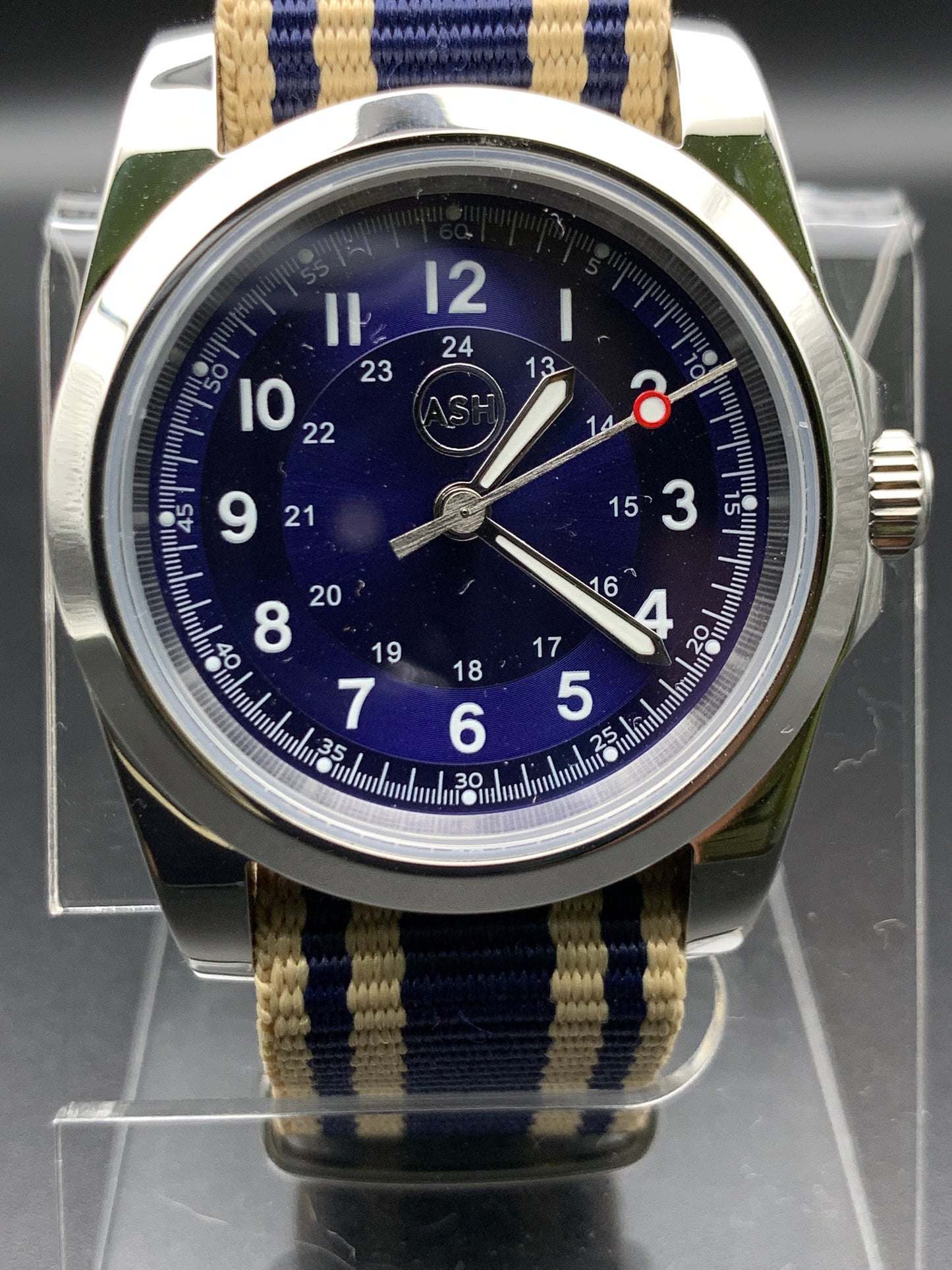 Blue Sunray 36mm Field Watch. Sapphire crystal.