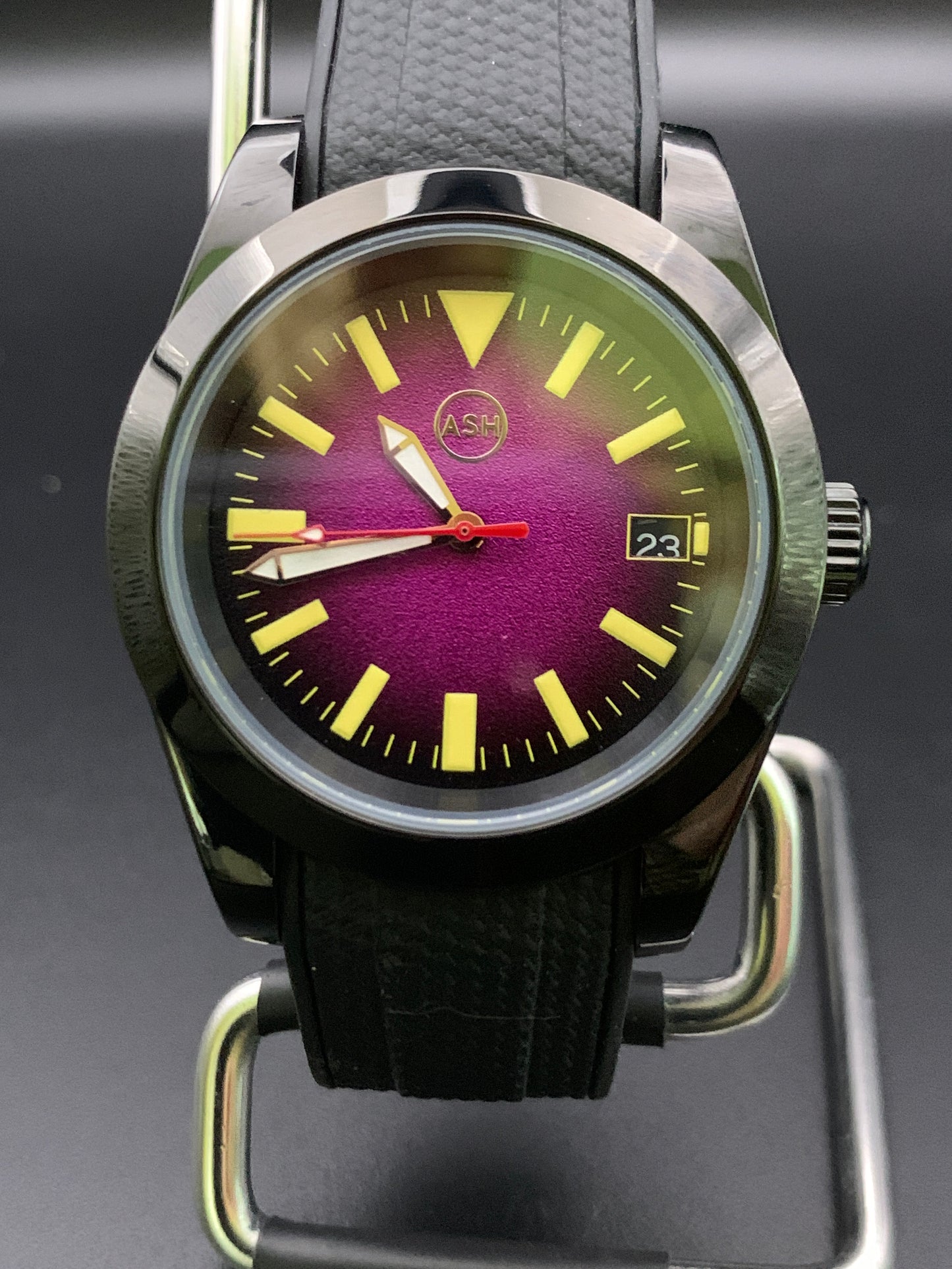 Black and purple sport watch.