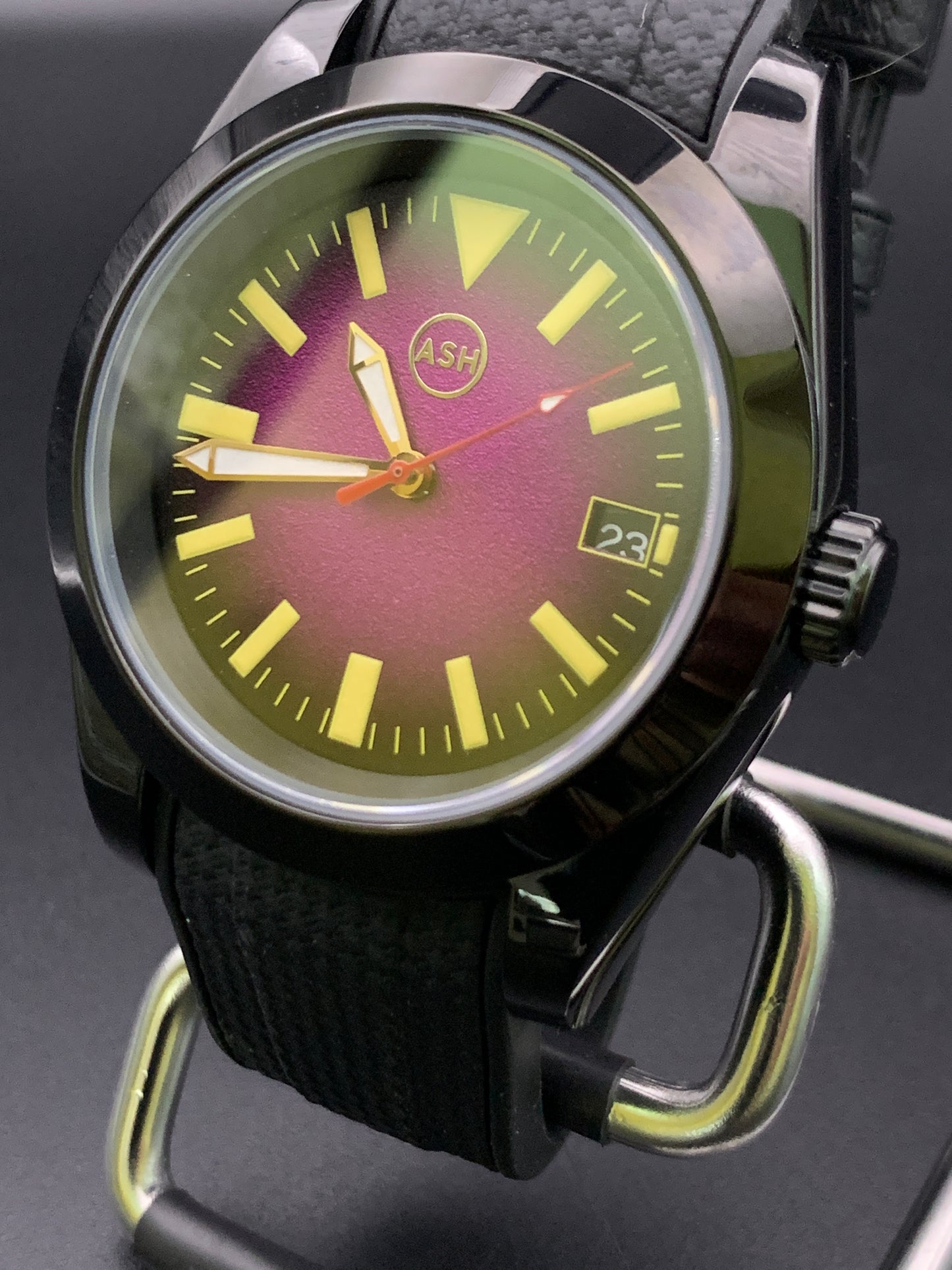Black and purple sport watch.
