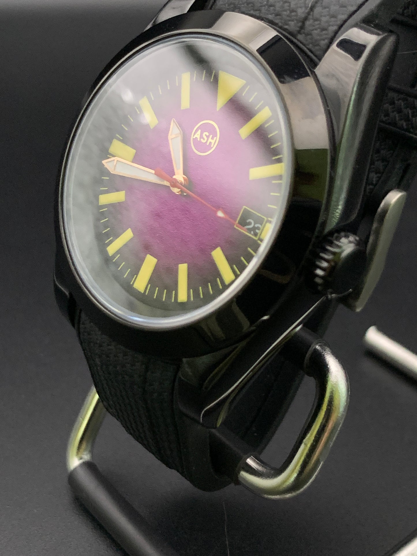 Black and purple sport watch.