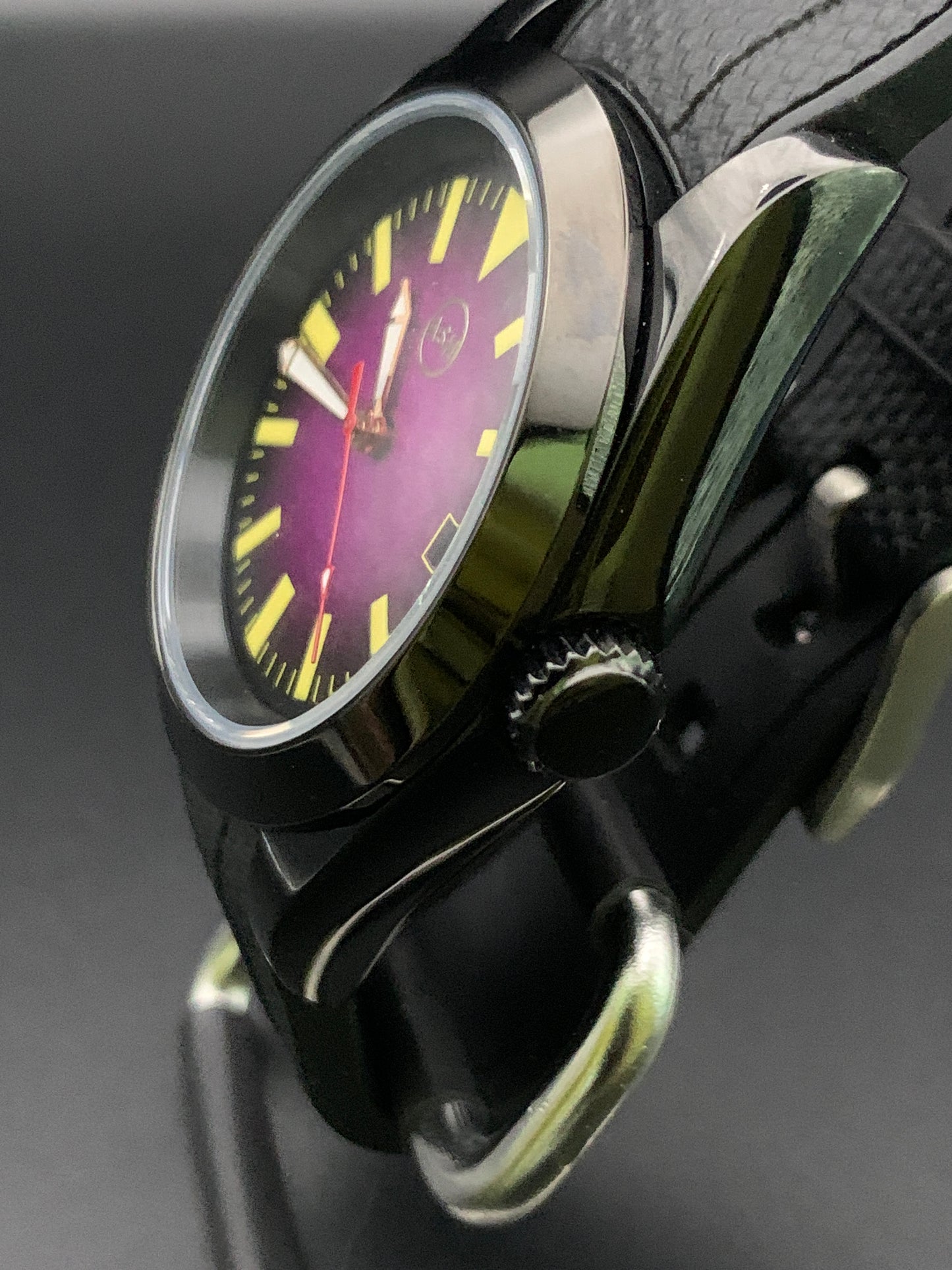 Black and purple sport watch.