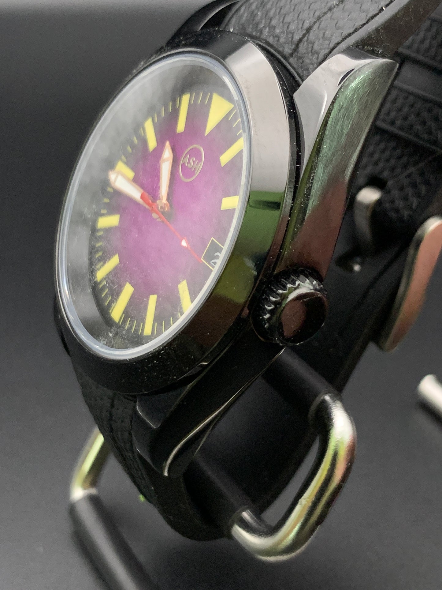 Black and purple sport watch.