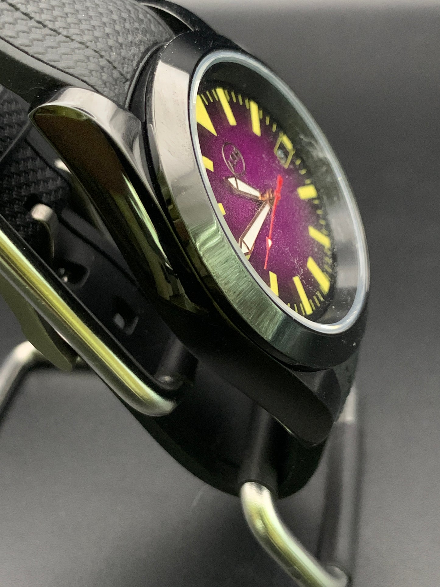 Black and purple sport watch.