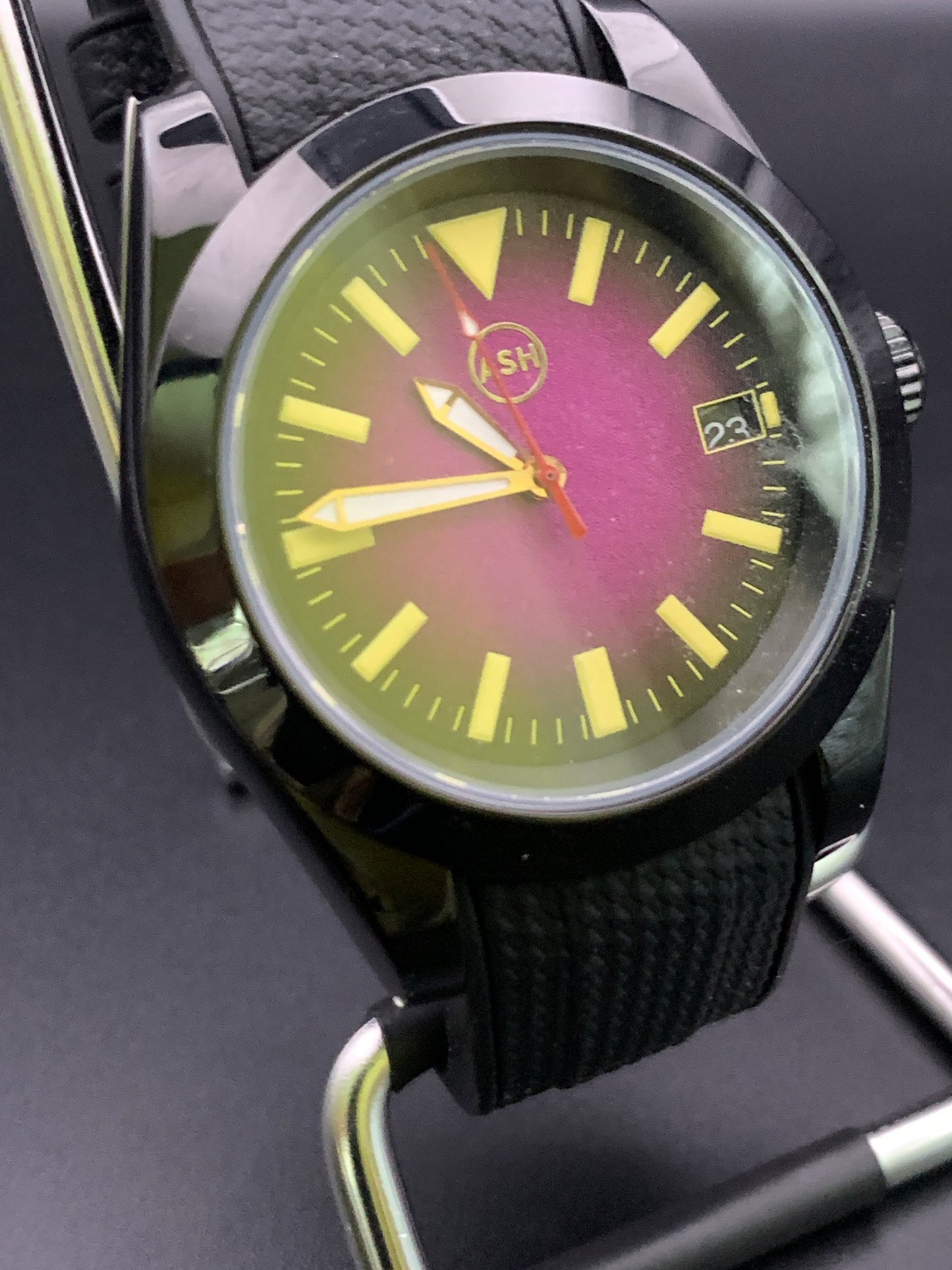 Black and purple sport watch.