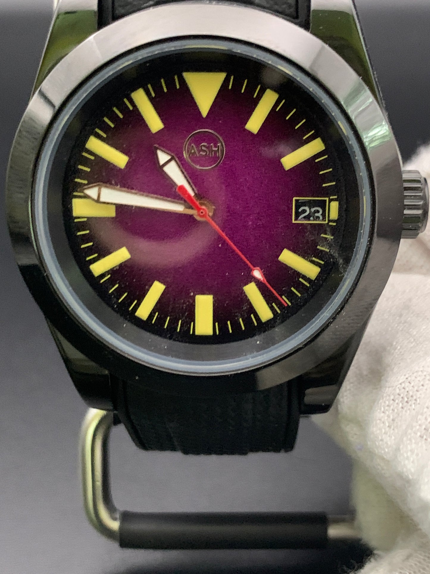 Black and purple sport watch.
