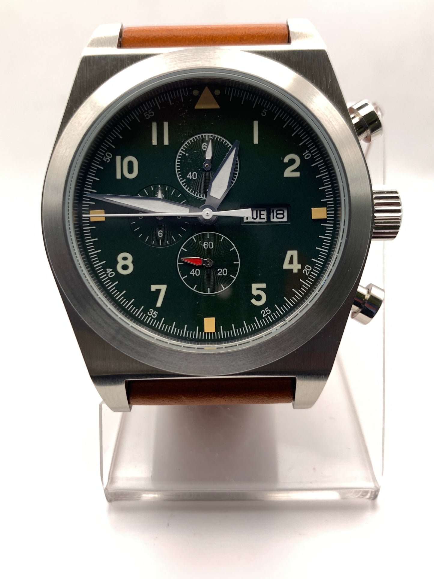 Machine Head. 46mm Stainless steel chronograph. K-1 glass crystal. Miyota 0S00 quartz movement.