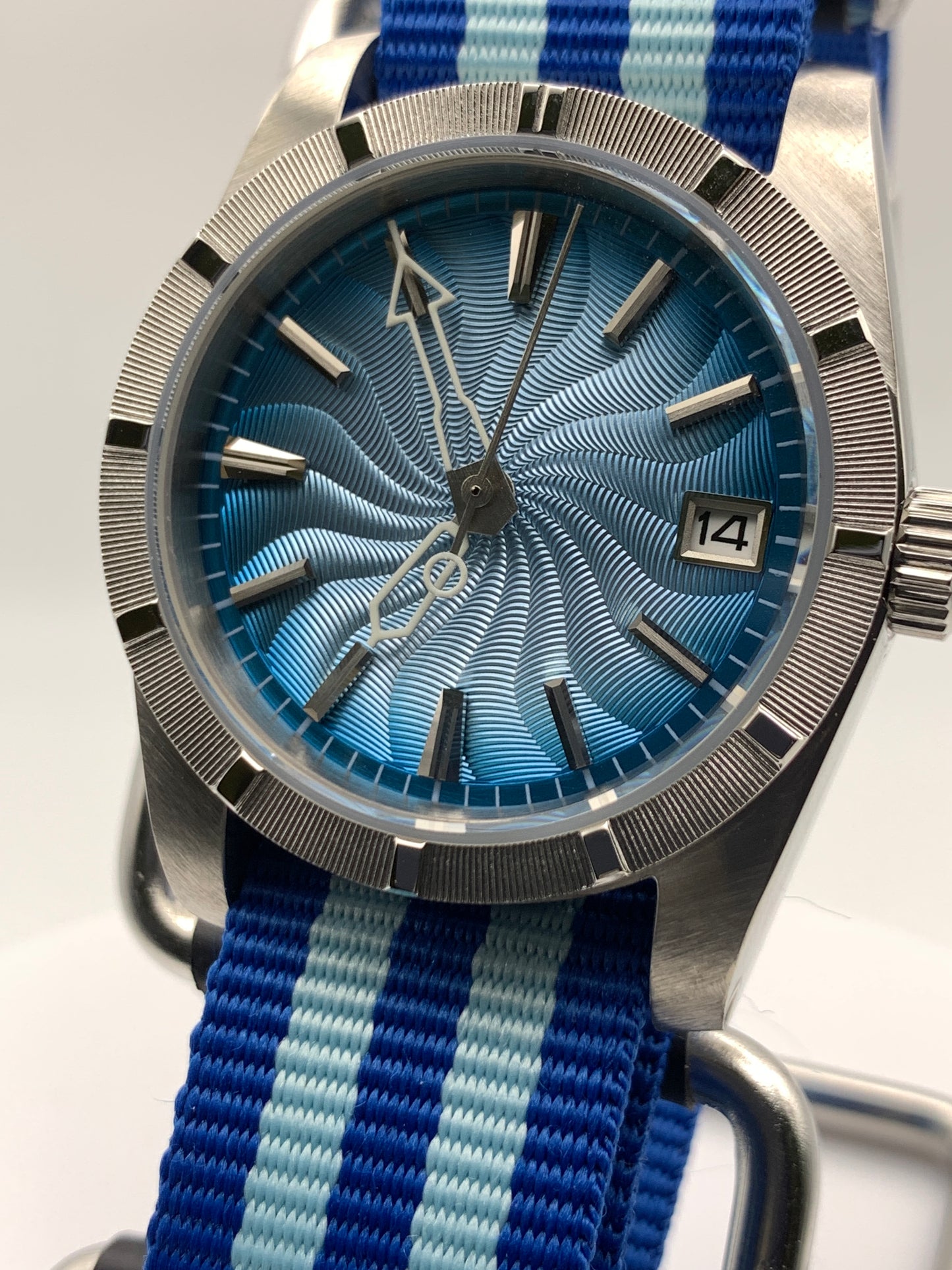 Gyre. 36mm ‘Engine Turned’ stainless steel case. Sapphire crystal. Seiko NH35.