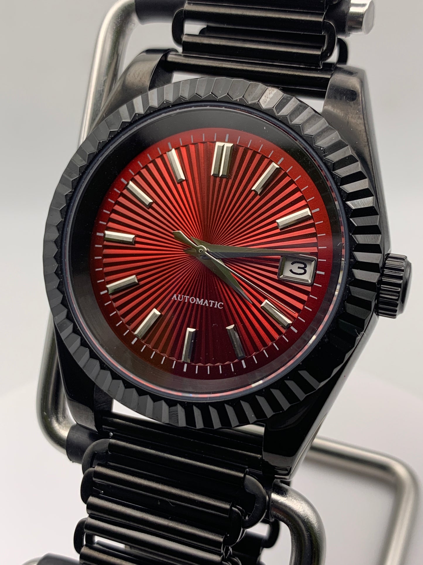 Red Shift. Client custom. 39mm PVD stainless steel case. Sapphire crystal. Seiko NH38.