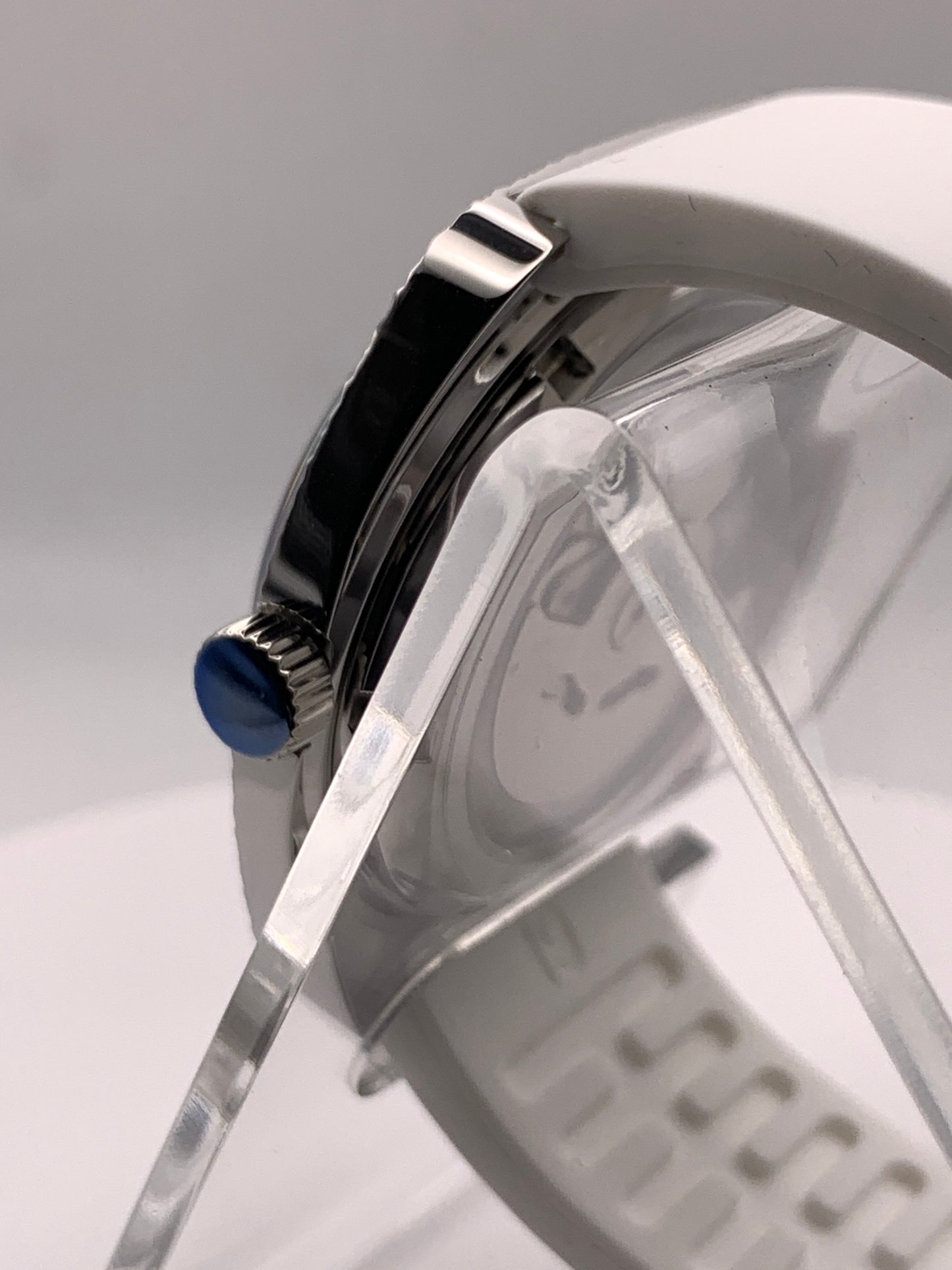 Purple Reign. 37mm faceted case. Acrylic dome crystal. Seiko NH35.