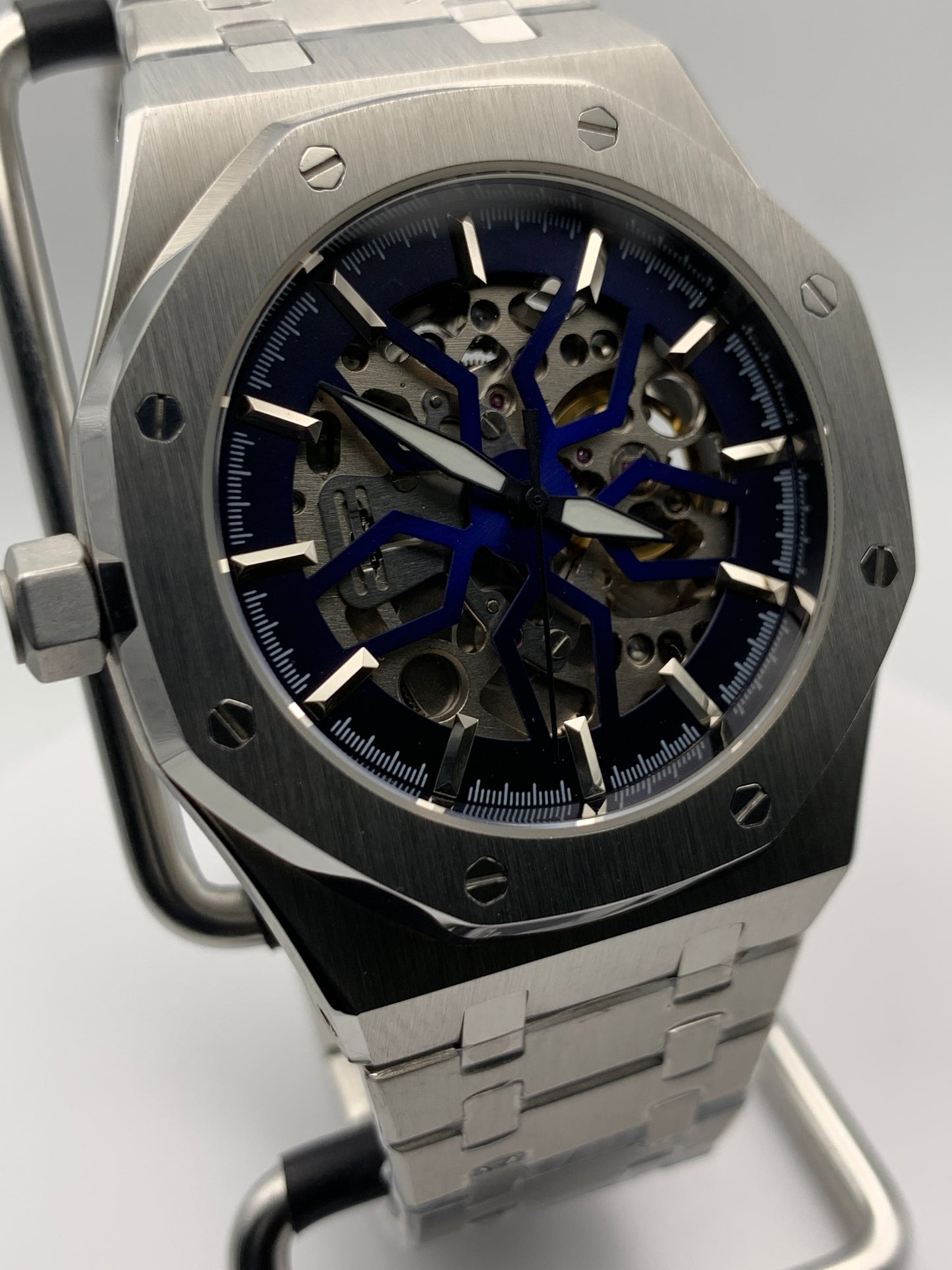 Acorn Lager. 41mm Stainless steel case. Skeleton dial. Seiko NH70 skeleton movement.