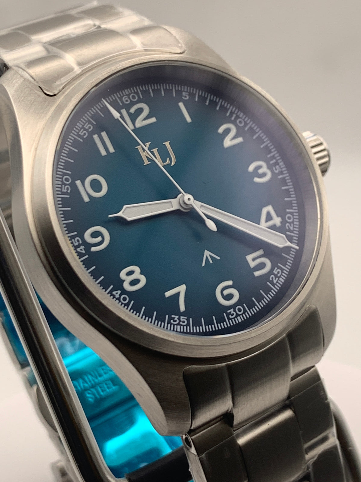 KLJ Custom - 39mm Brushed stainless steel. Sapphire crystal.  Seiko NH38.