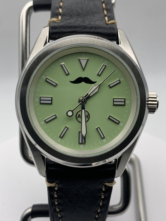 Mustachio 1.1 - 38mm Stainless steel.  Sapphire crystal with AR. Seiko NH38.