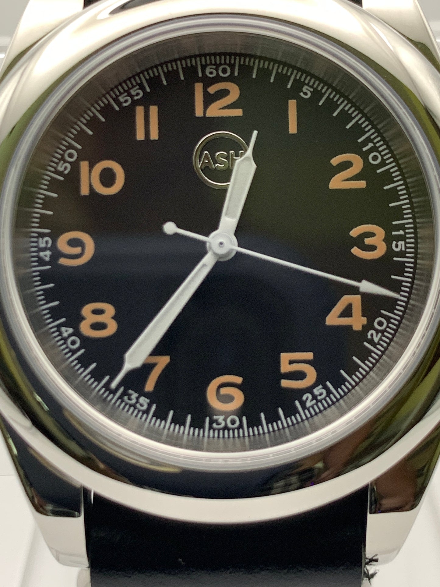 39mm Black and vintage yellow field watch.