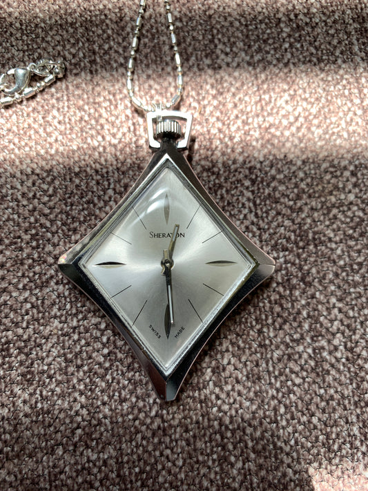 In The Rough. Necklace watch. Domed acrylic crystal. Miyota Super 2035 quartz movement.