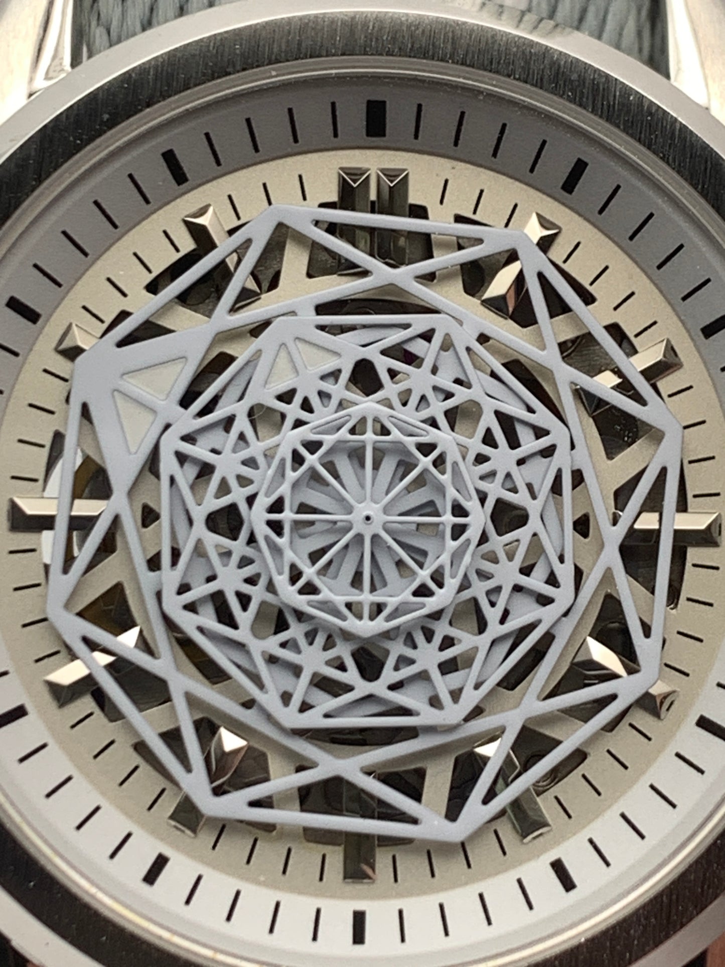 Blizzard - 40mm Stainless steel case. Sapphire crystal.  Snowflake dial and handset. Seiko NH70 skeleton automatic.