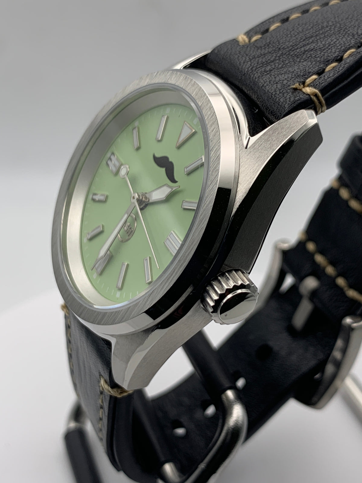 Mustachio 1.1 - 38mm Stainless steel.  Sapphire crystal with AR. Seiko NH38.