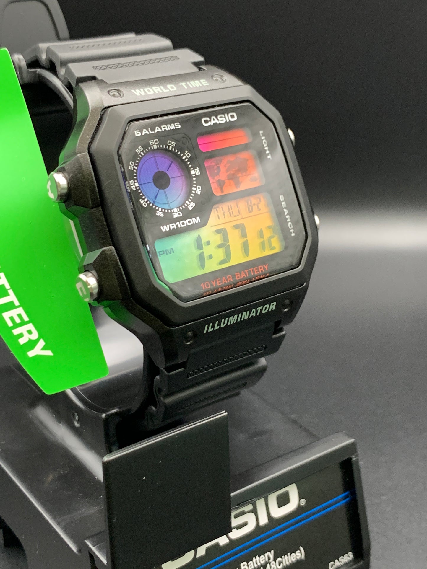 Fish and Chips. Casio AE1200 with rainbow filter and hydromod.