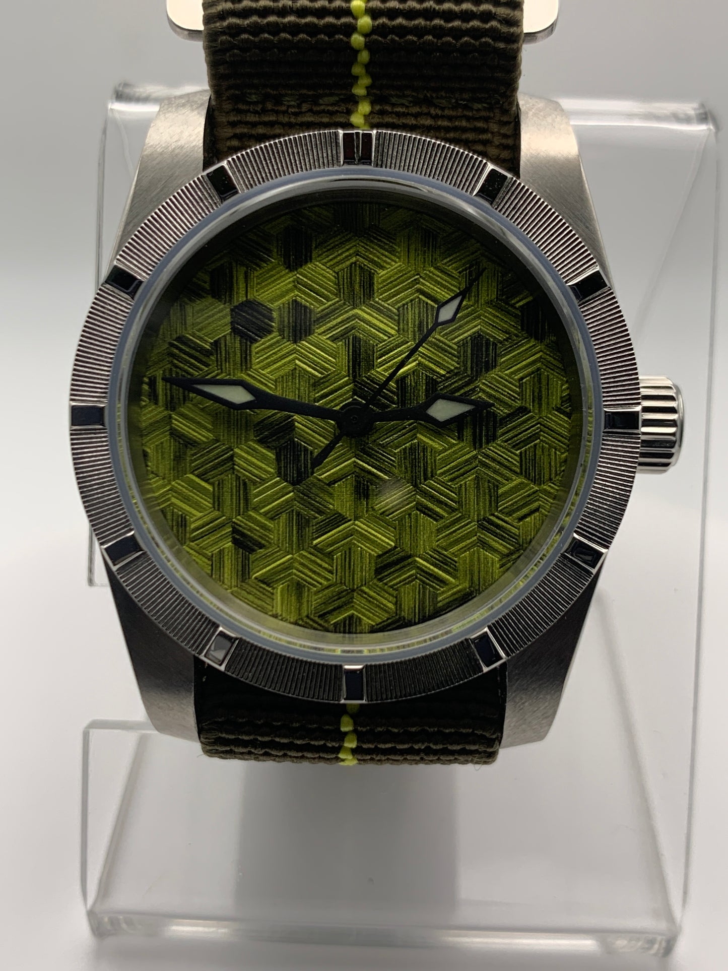 Moss Man. 38mm Engine turned stainless steel case. Sapphire crystal. Seiko NH38.