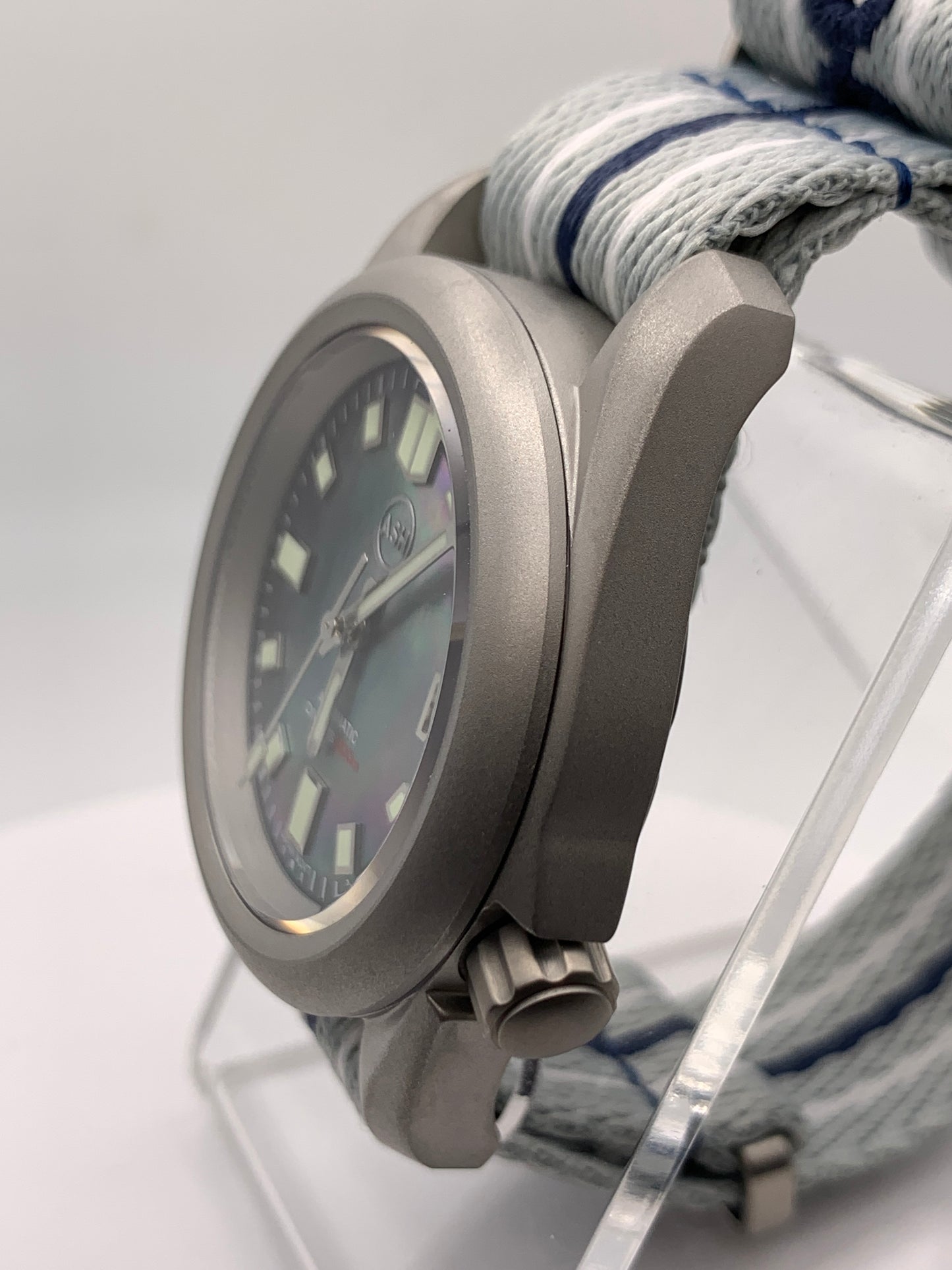 Deep Space. 38mm Bead blasted stainless steel case. Sapphire crystal. NH35 automatic movement.
