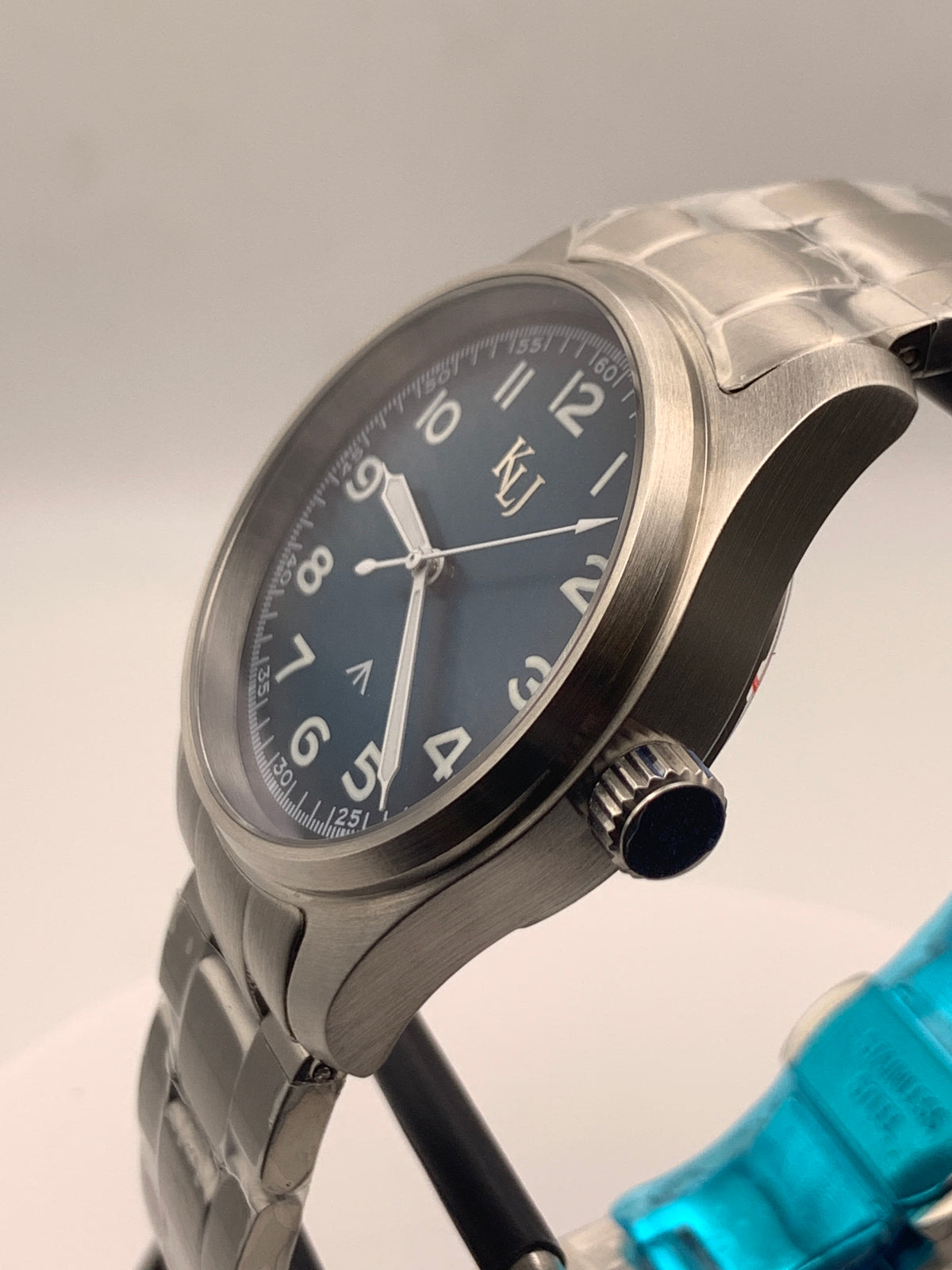 KLJ Custom - 39mm Brushed stainless steel. Sapphire crystal.  Seiko NH38.