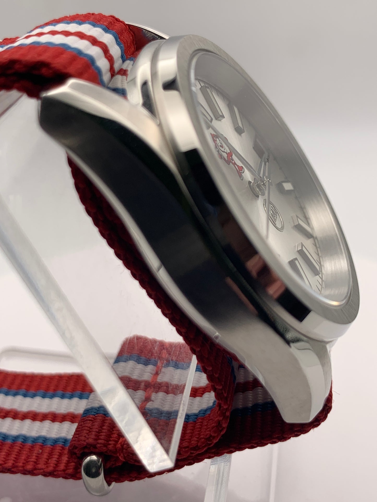 Best Avoided.  39mm Stainless steel. Sapphire crystal. Seiko NH35 with red date wheel. Mischief.