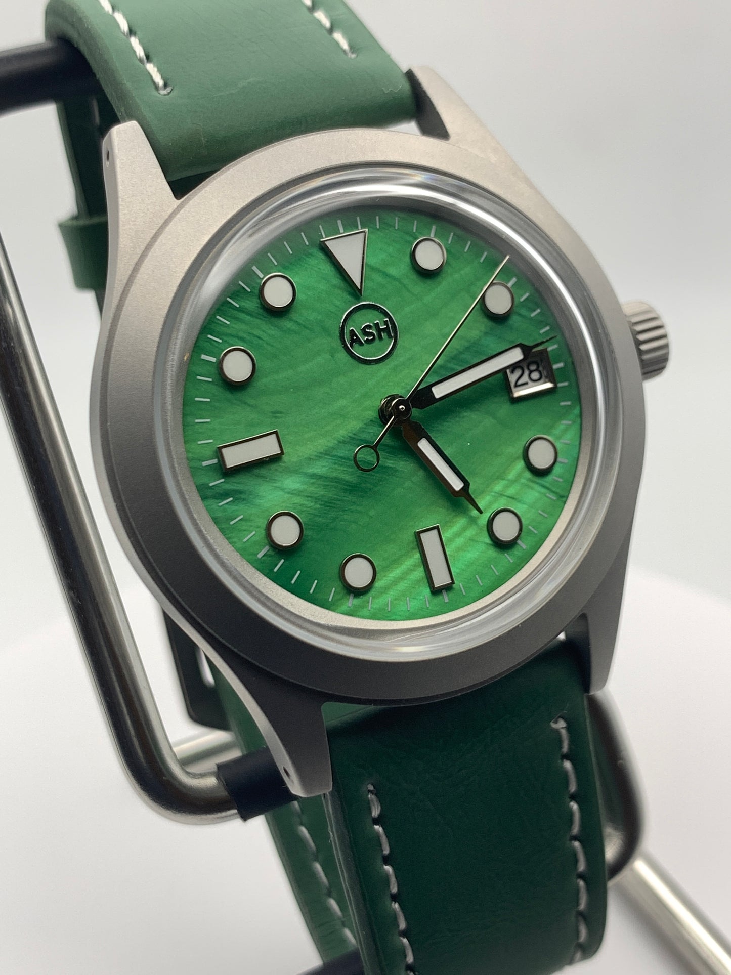 Sprecher. 39mm brushed stainless steel. Double dome sapphire with AR. Seiko NH35.