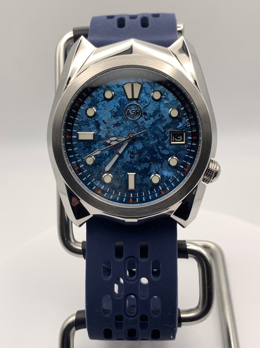 Miles. 39mm Stainless Steel case. AR coated sapphire crystal. Crystal titanium dial. Seiko NH35 automatic.