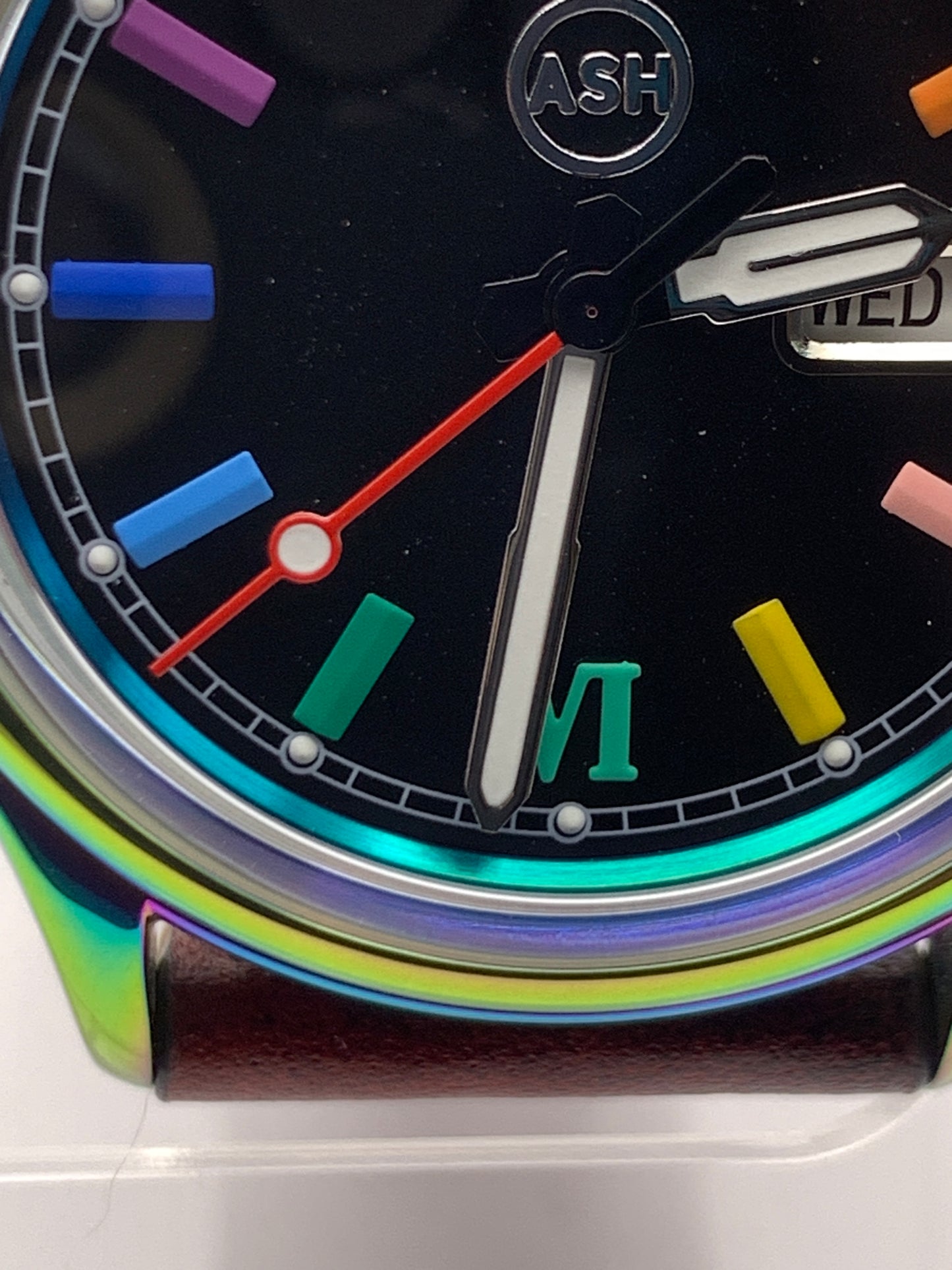 Living Color. 38mm thermally colored stainless steel case and case back. Double dome K-1 mineral crystal. Seiko NH36