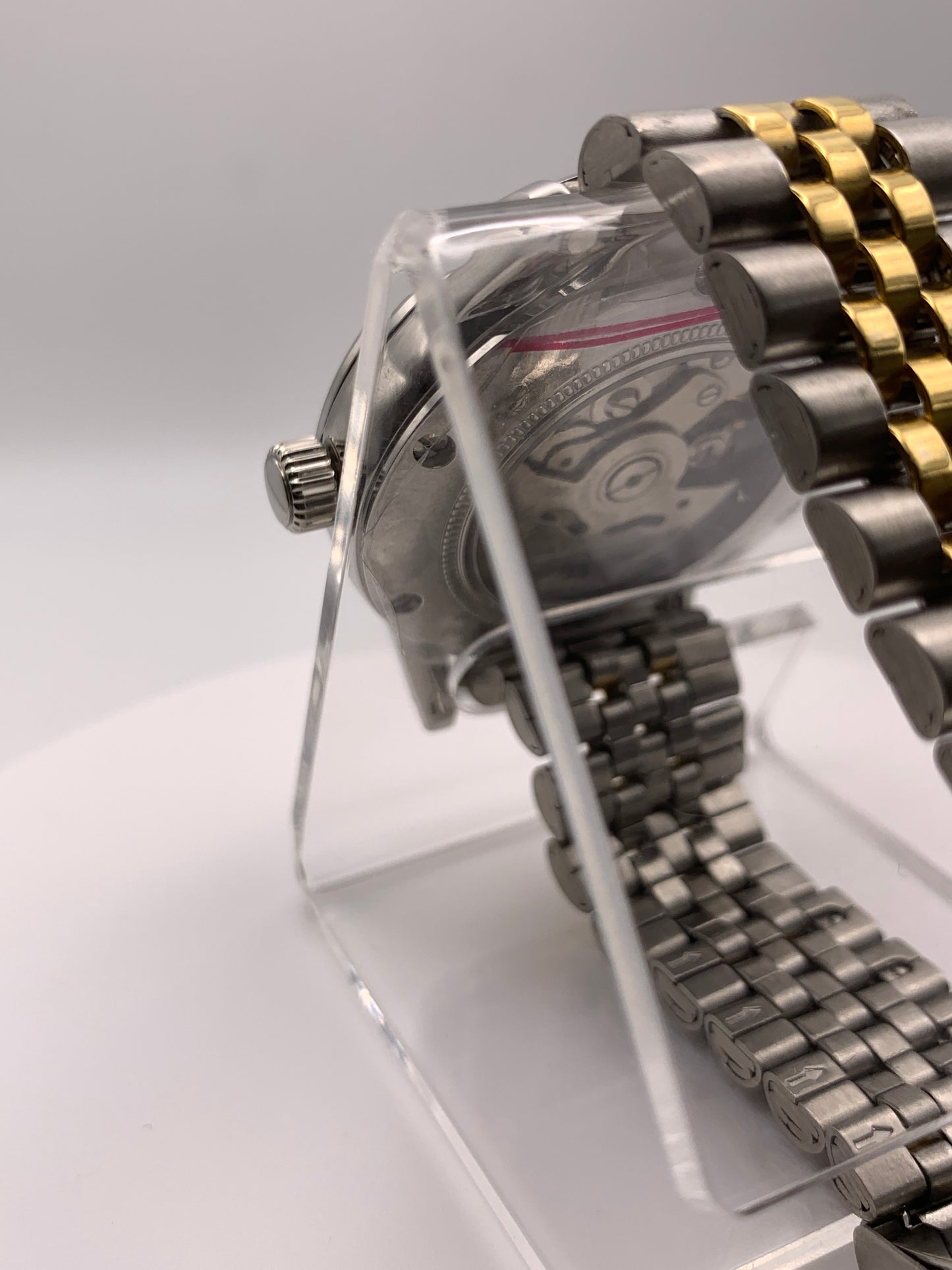 Mister Green Jeans. 39mm stainless steel. Box mineral crystal with blue AR coating. Seiko NH35 automatic. Vintage Speidel bracelet.