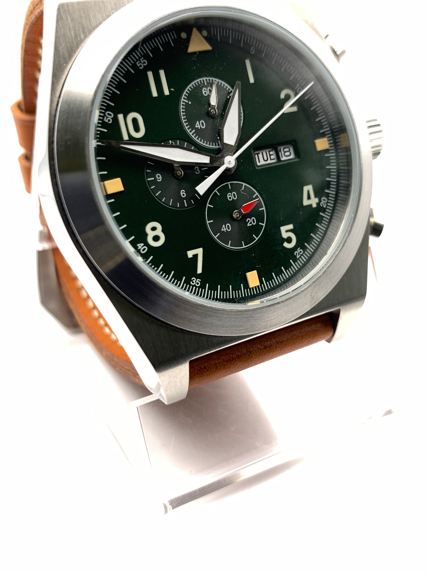 Machine Head. 46mm Stainless steel chronograph. K-1 glass crystal. Miyota 0S00 quartz movement.