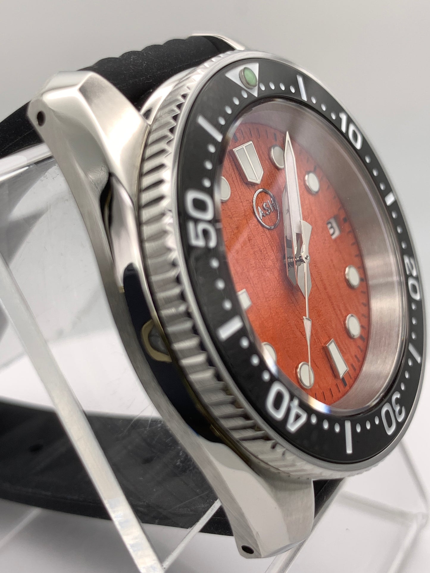 Orange Textured Dial. Diver Style. 42mm cushion case.