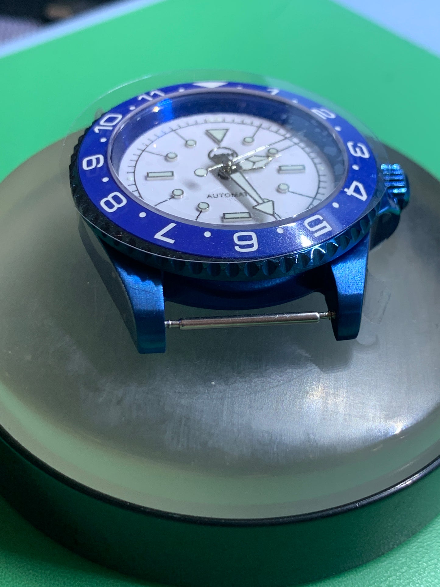 Europa - 41mm Blue anodized stainless steel case. Sapphire crystal. Seiko NH38.