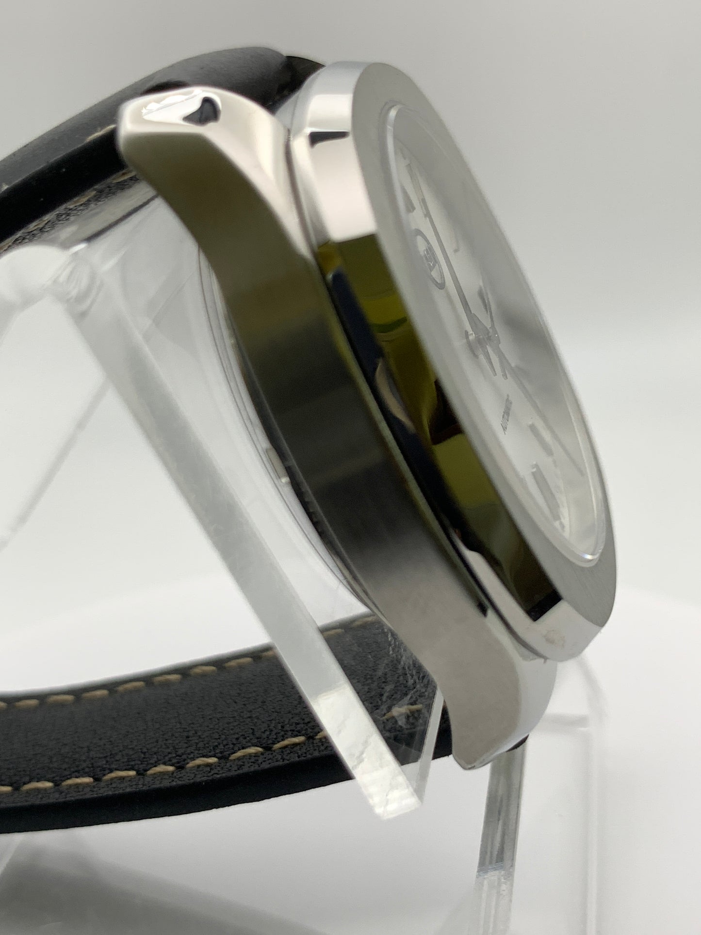 40mm Silver on silver dress watch.