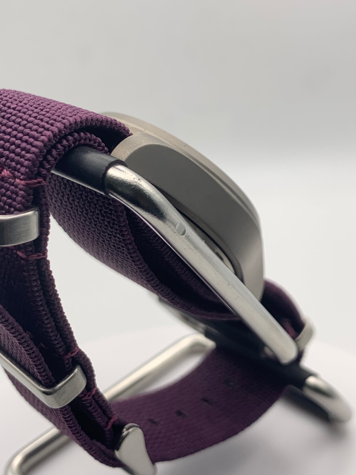 Larkspur. 36mm Titanium field watch. Purple MOP dial. Seiko NH35.