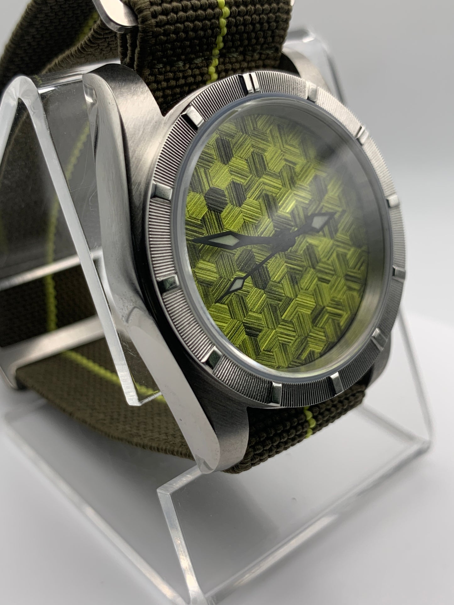 Moss Man. 38mm Engine turned stainless steel case. Sapphire crystal. Seiko NH38.