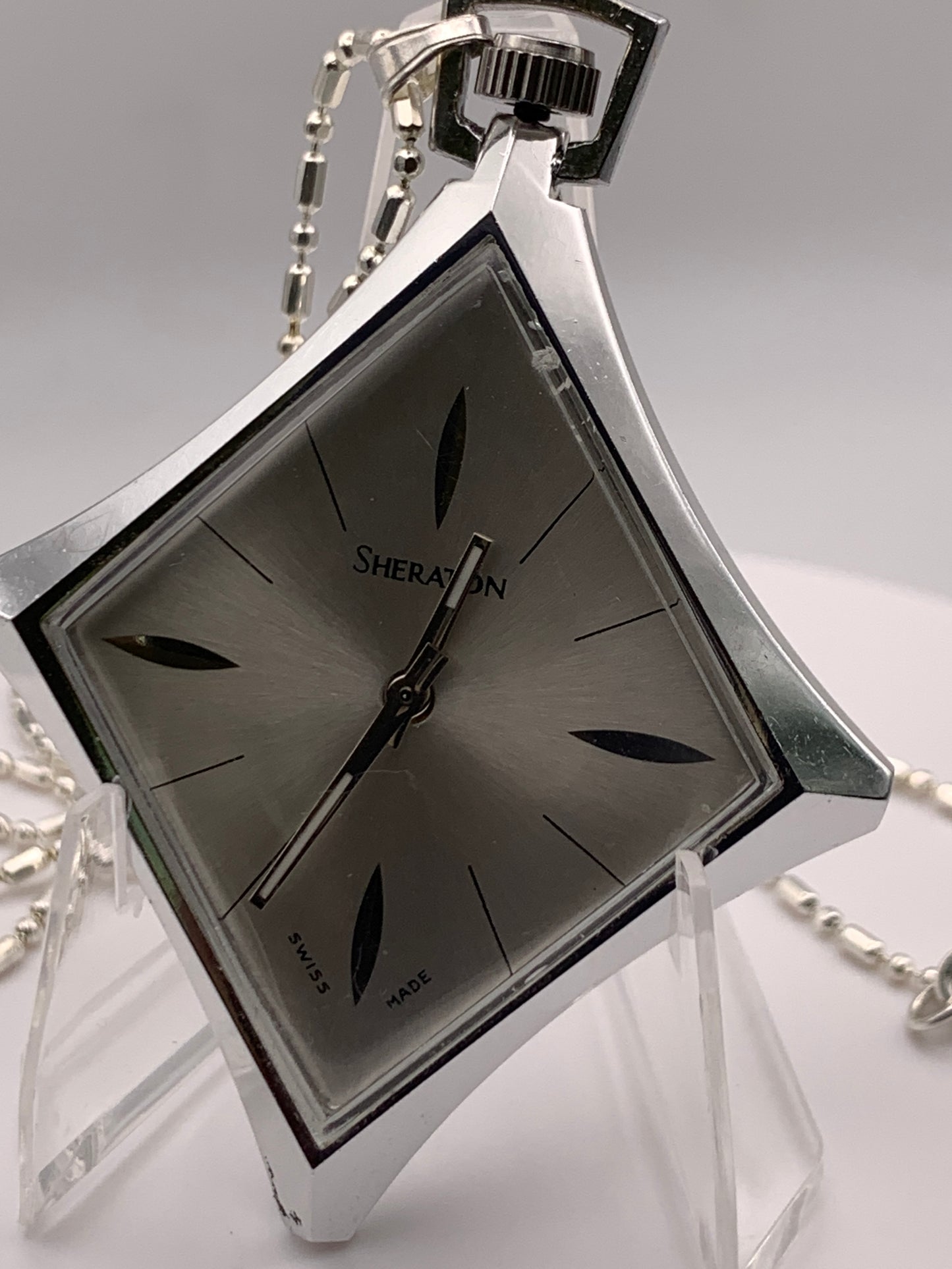 In The Rough. Necklace watch. Domed acrylic crystal. Miyota Super 2035 quartz movement.