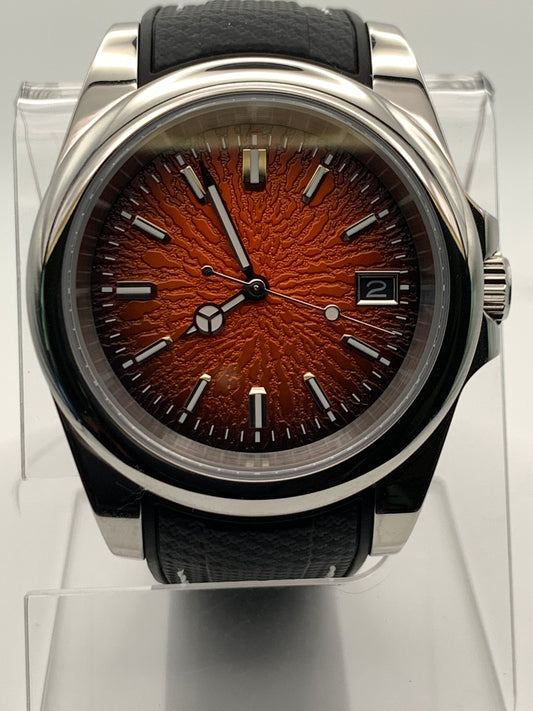 Burnt Orange Sunburst Textured Dial Sport Watch