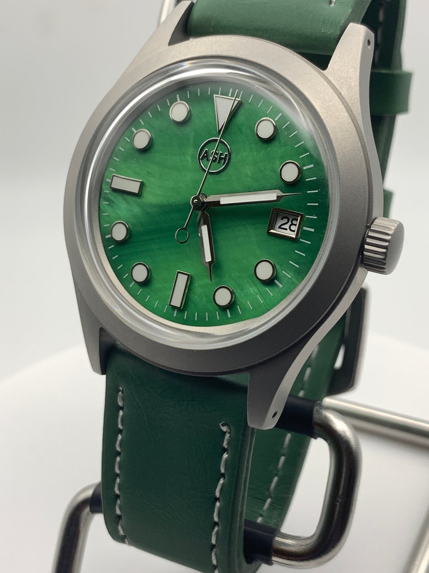 Sprecher. 39mm brushed stainless steel. Double dome sapphire with AR. Seiko NH35.