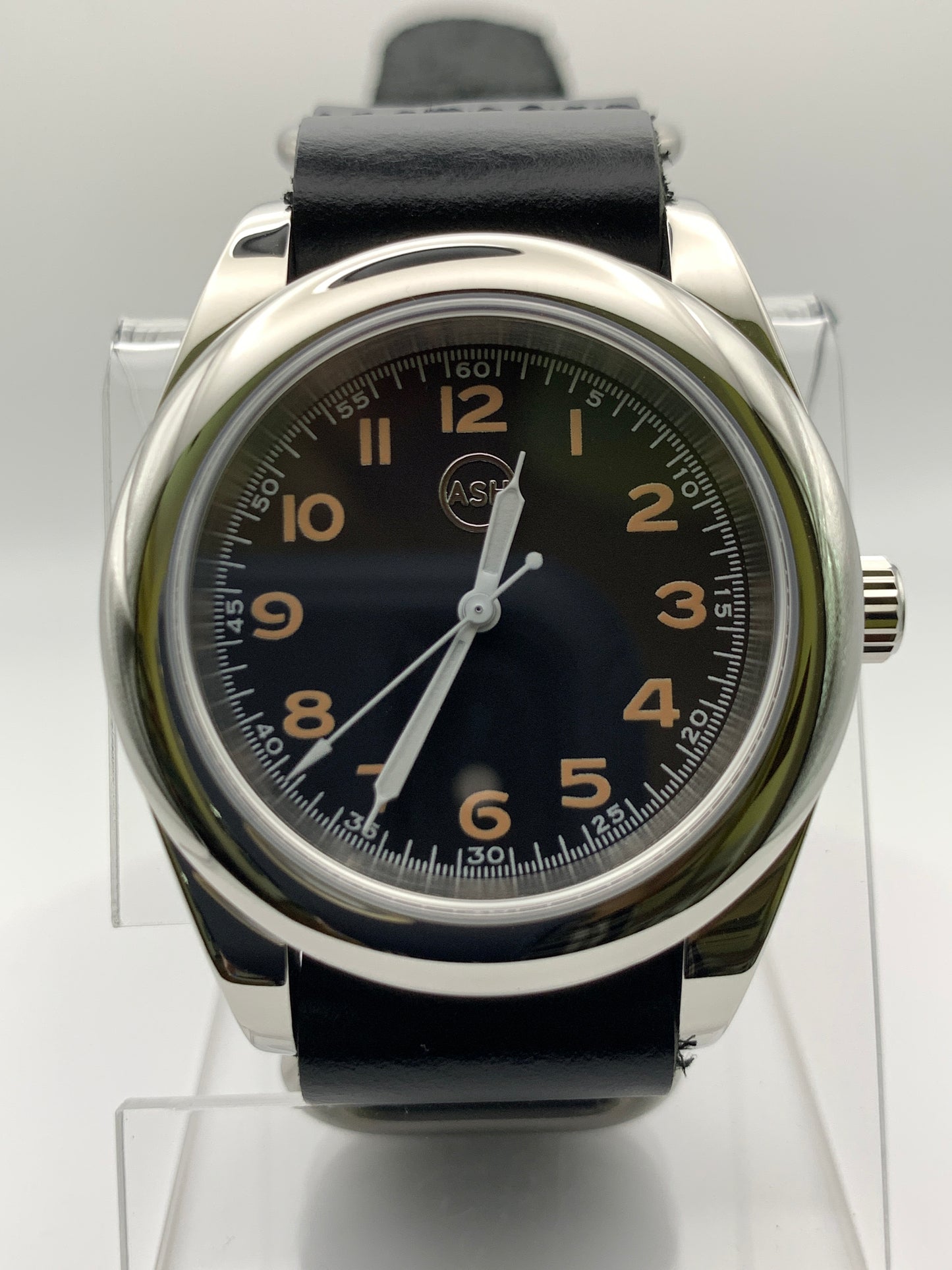 39mm Black and vintage yellow field watch.