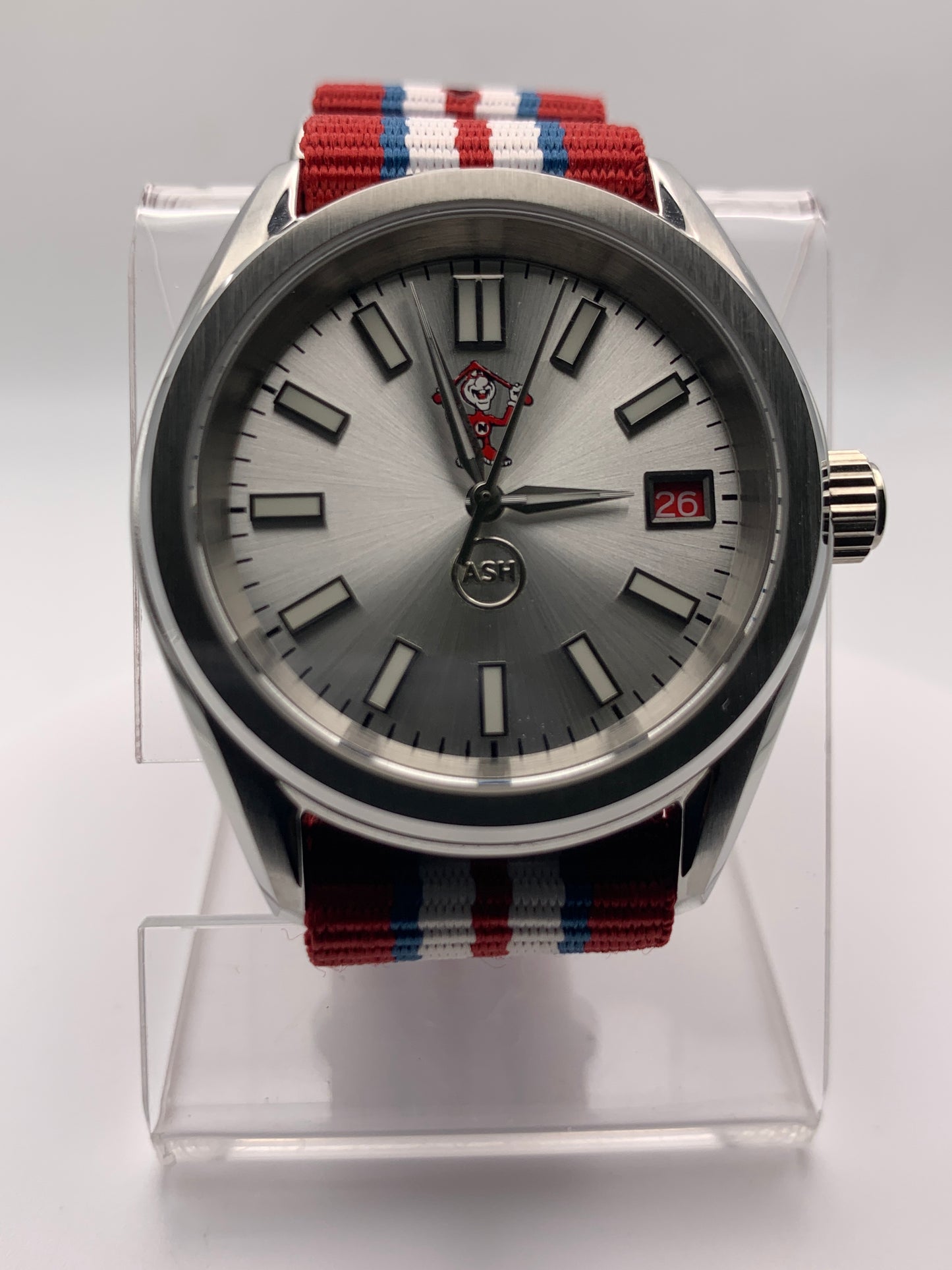 Best Avoided.  39mm Stainless steel. Sapphire crystal. Seiko NH35 with red date wheel. Mischief.