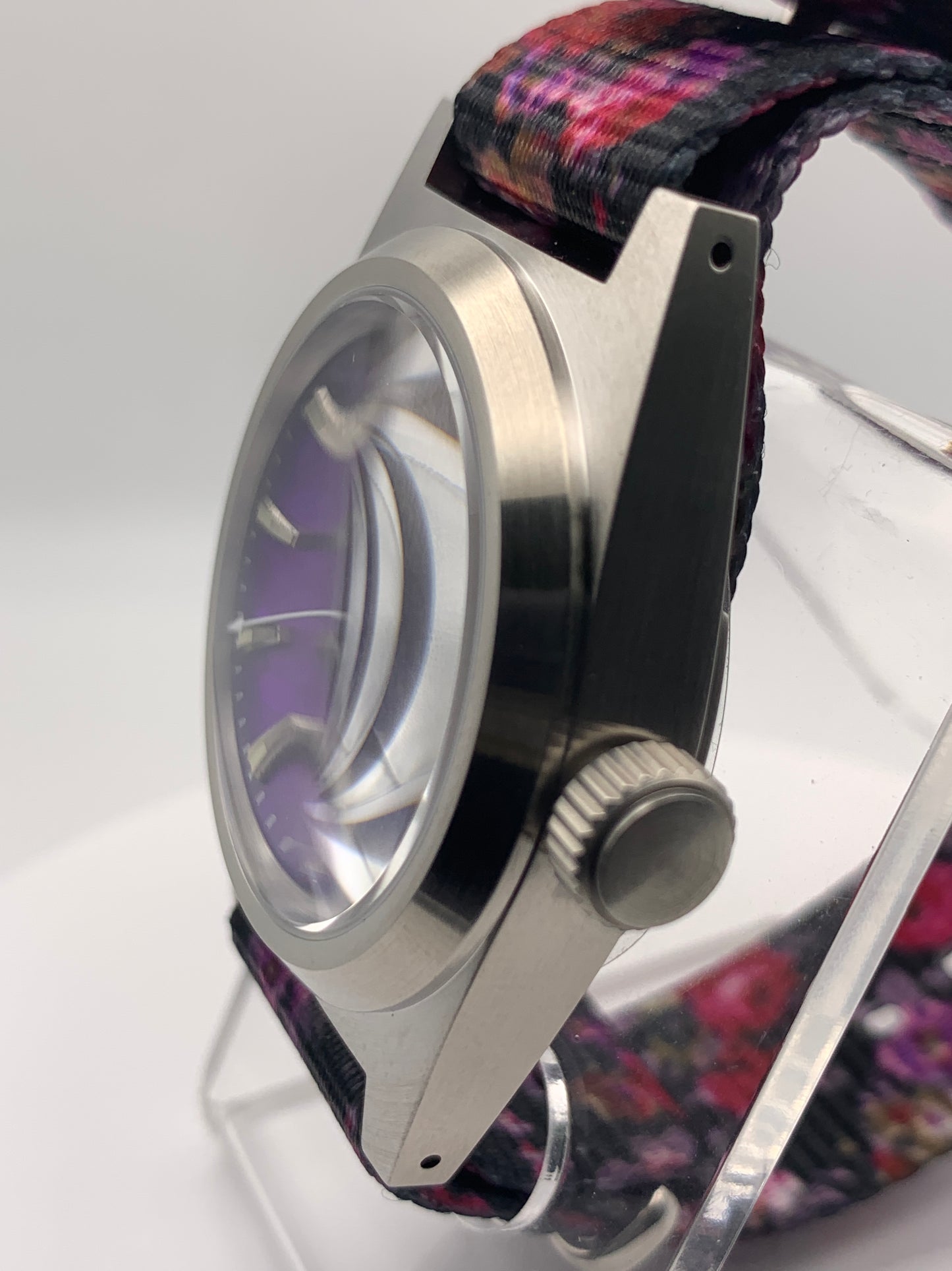 Water Garden. 38mm brushed stainless steel. Mosaic dial. Sapphire crystal with AR. Seiko NH35 automatic.