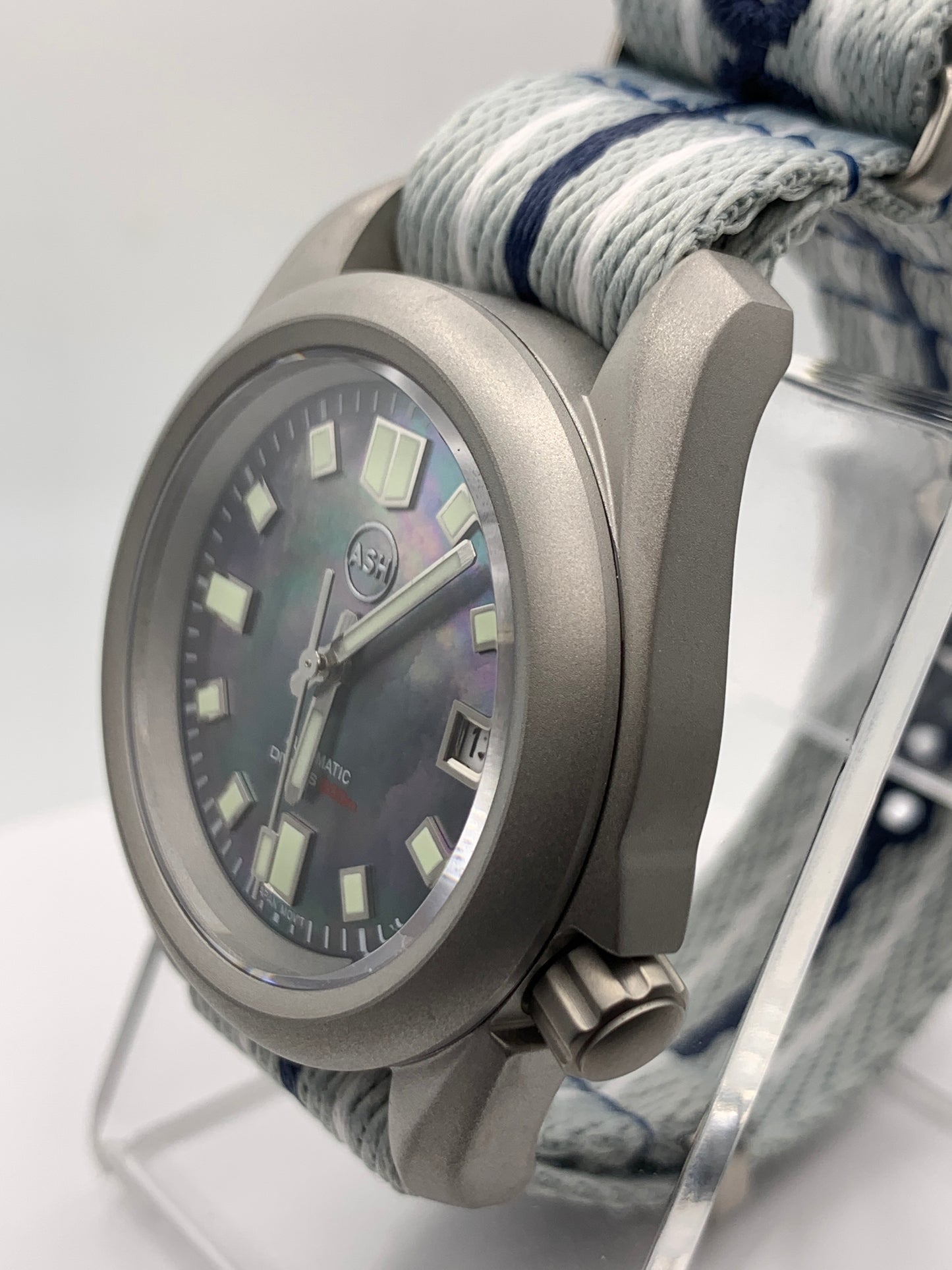 Deep Space. 38mm Bead blasted stainless steel case. Sapphire crystal. NH35 automatic movement.