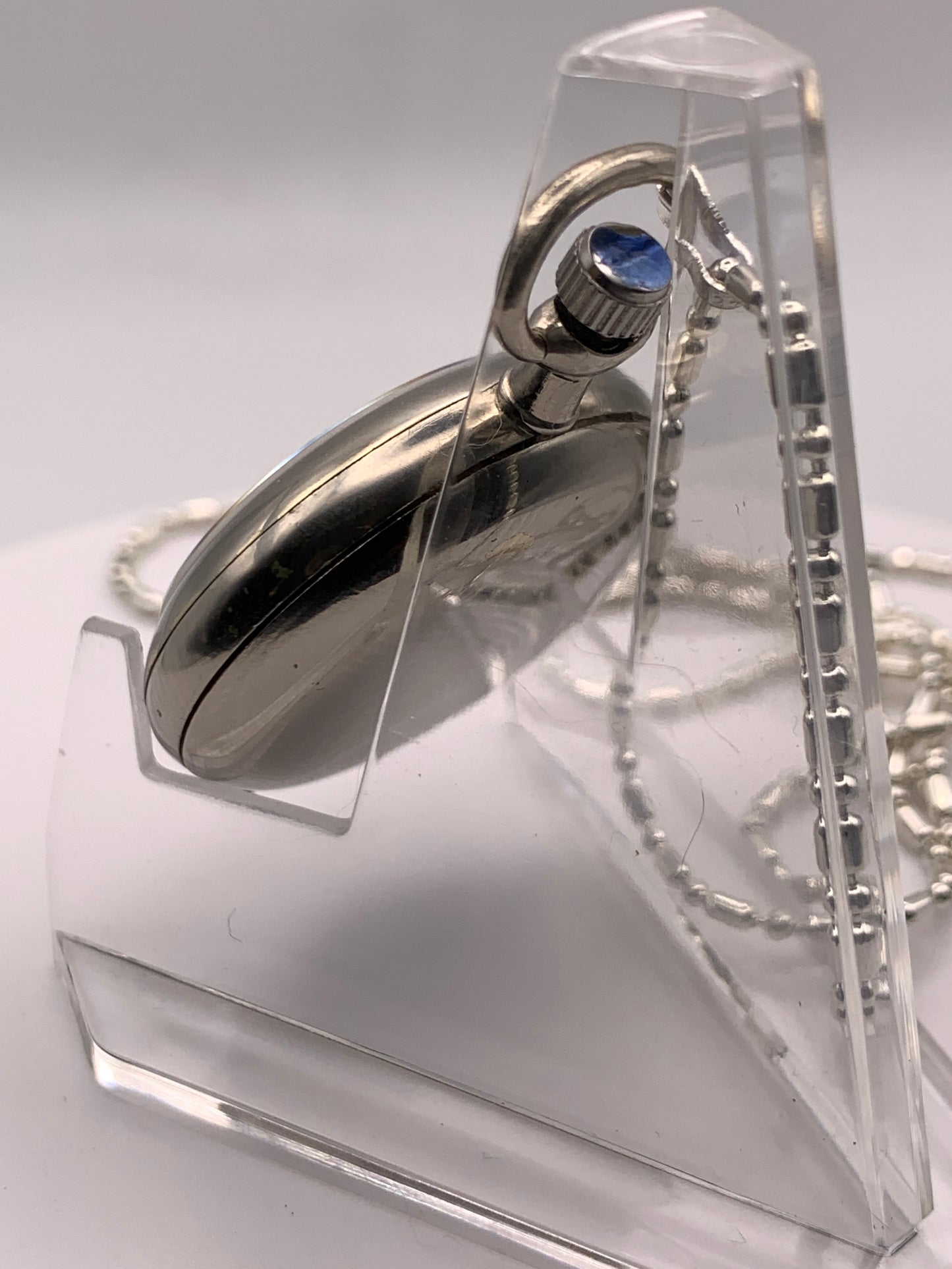 Amuse-bouche III.  Pendant / necklace watch. 30mm Argentan case. Sapphire crystal. Miyota 2036. 24” chain.