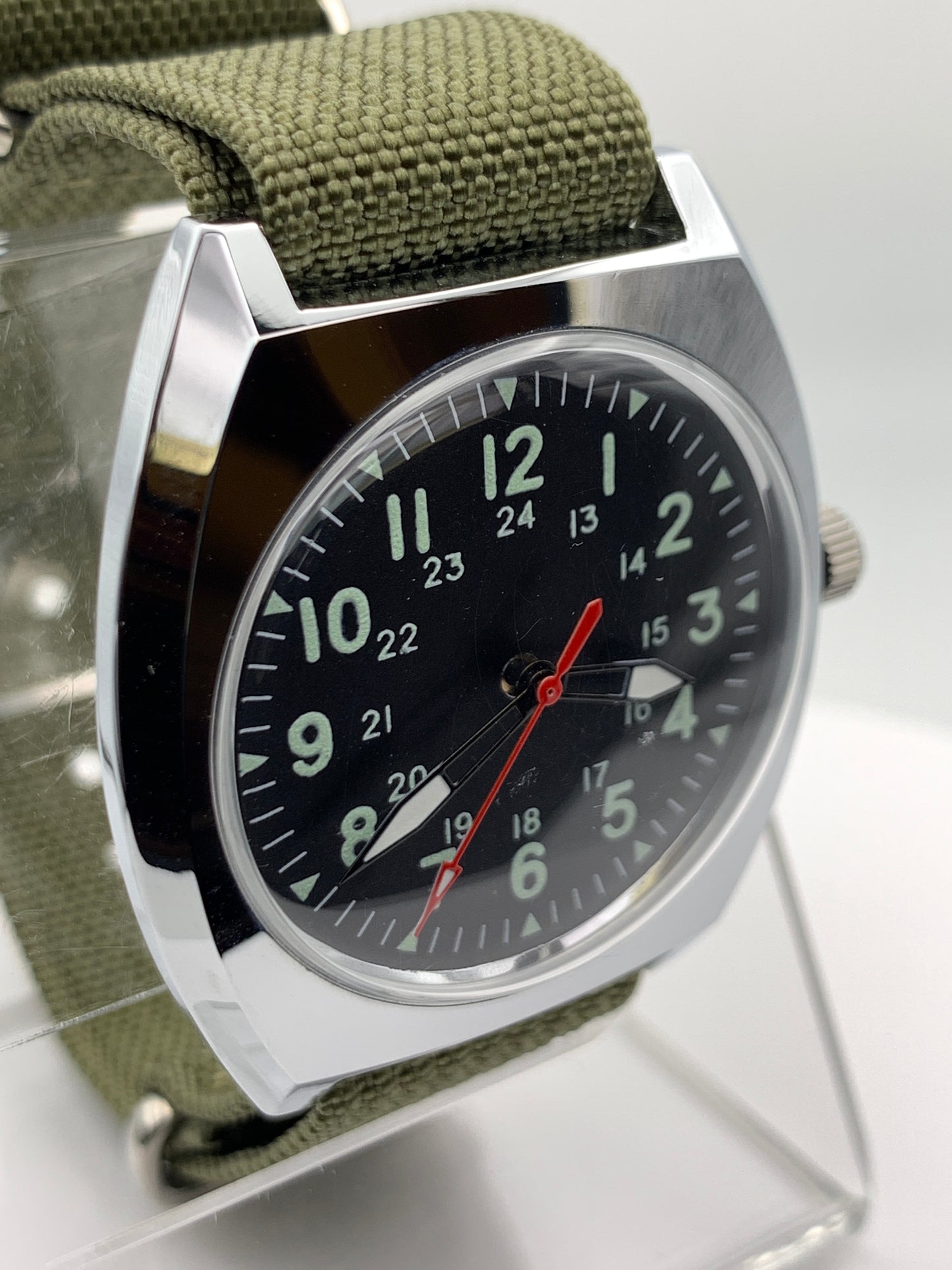 Neo Vintage 36mm field watch. NOS Gruen case. Miyota 2039 quartz.