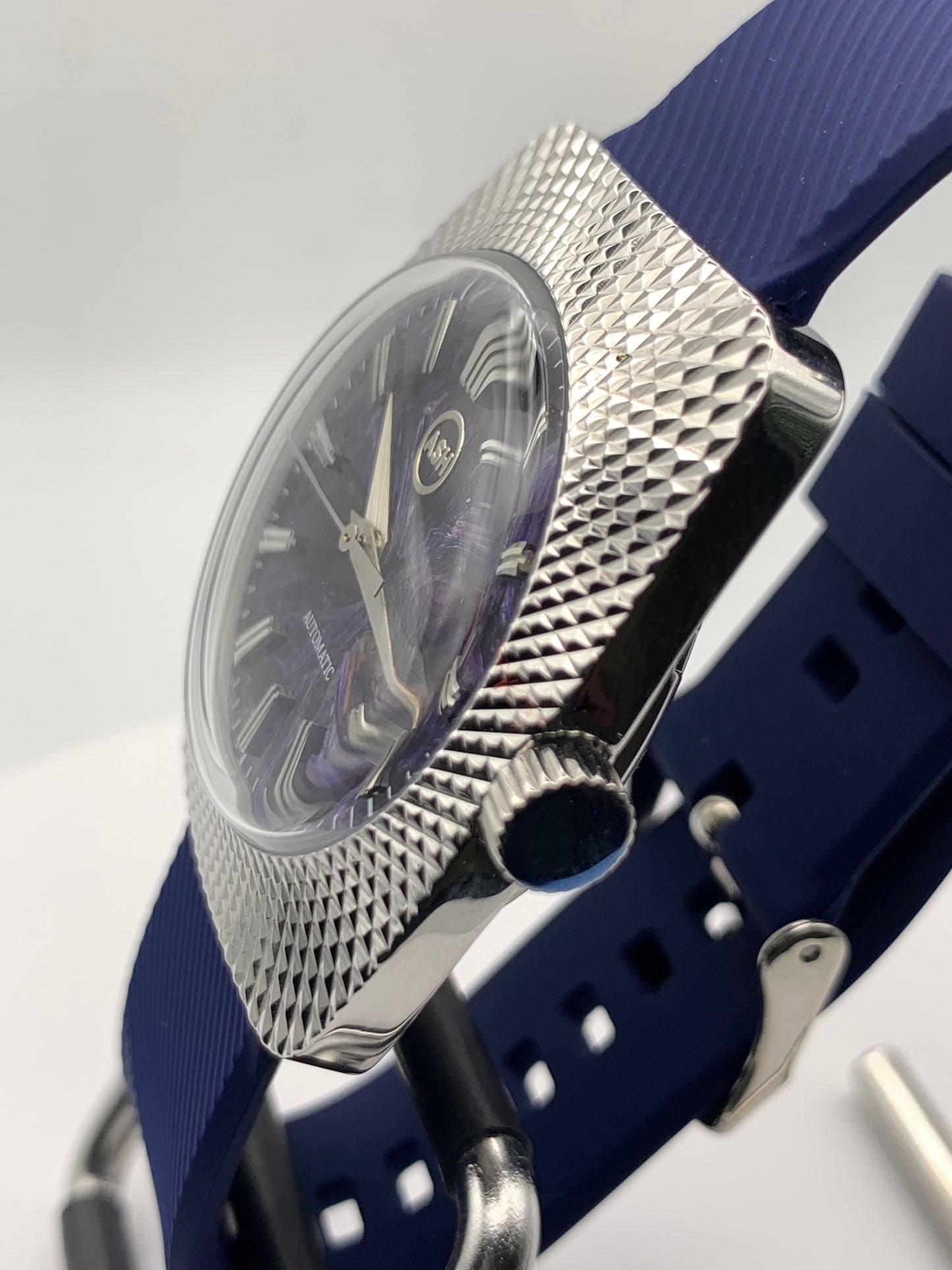 Lily 1.1 - Faceted 37mm stainless steel case. Acrylic domed crystal. Charlotte stone dial.  Seiko NH38.
