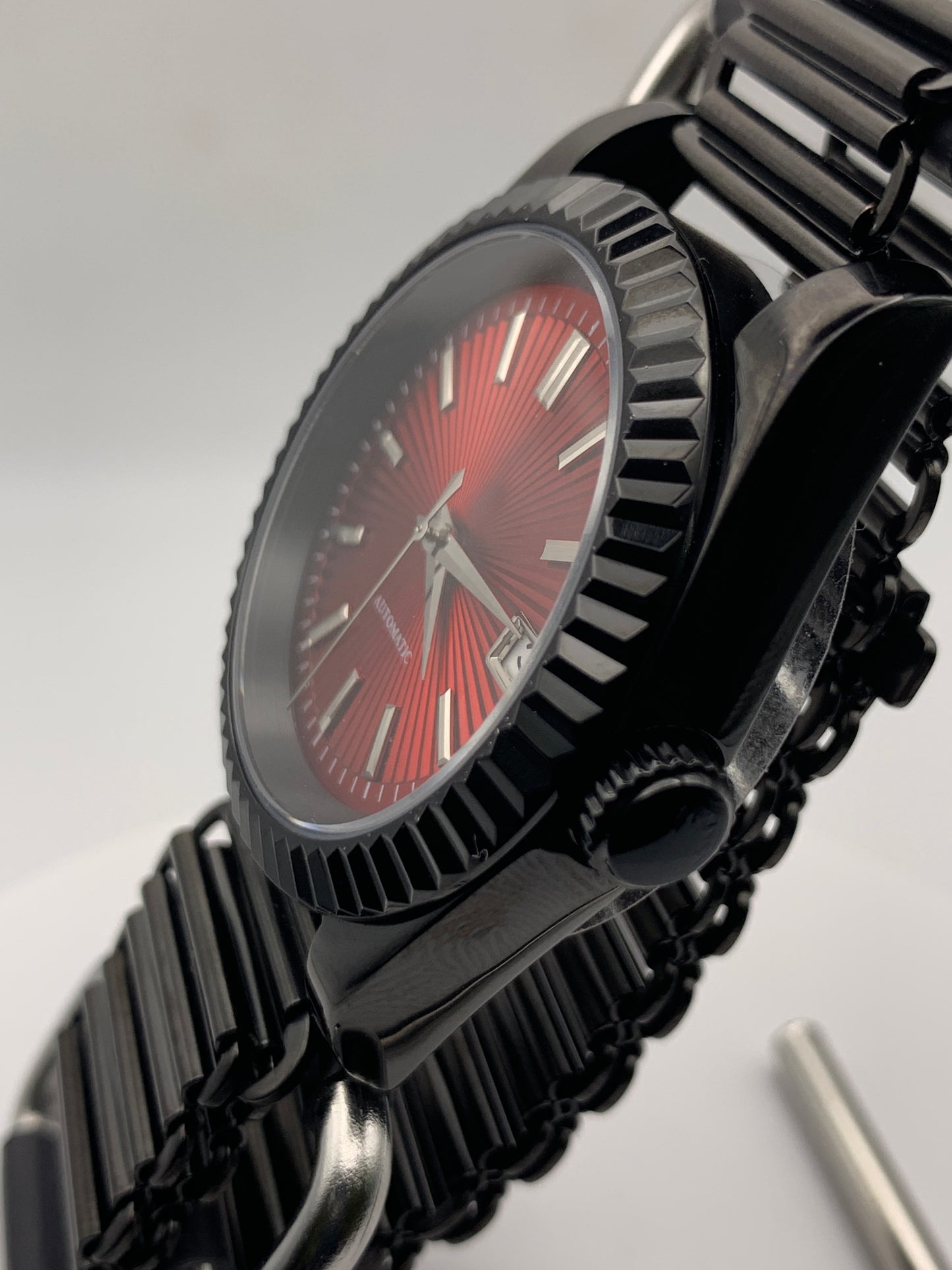 Red Shift. Client custom. 39mm PVD stainless steel case. Sapphire crystal. Seiko NH38.