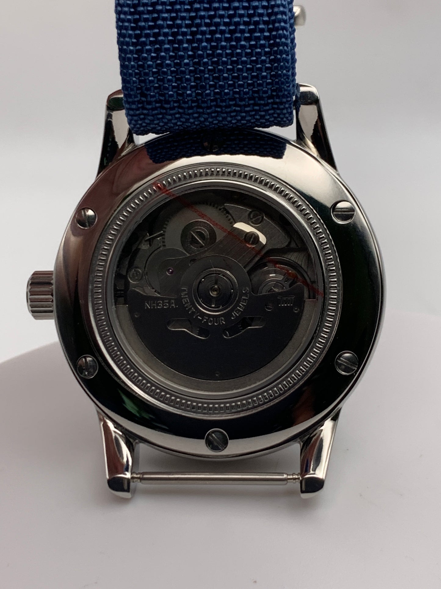The Yankee 1.2 - Blue, silver and white livery. 39mm stainless steel case. K-1 mineral crystal with AR. NH35 automatic.