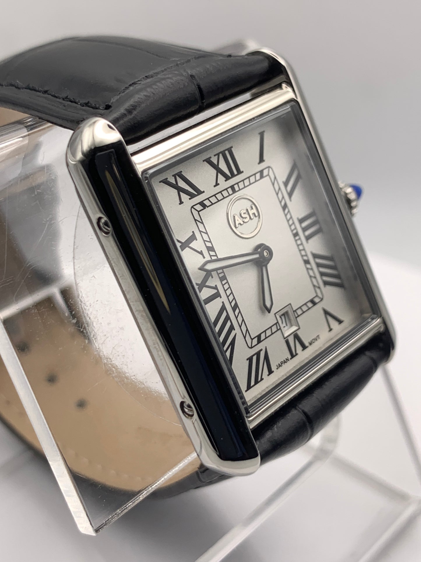 Well Rounded. 8.7mm thick. 26mm stainless steel case. 34mm lug to lug. Seiko VJ24 quartz movement.