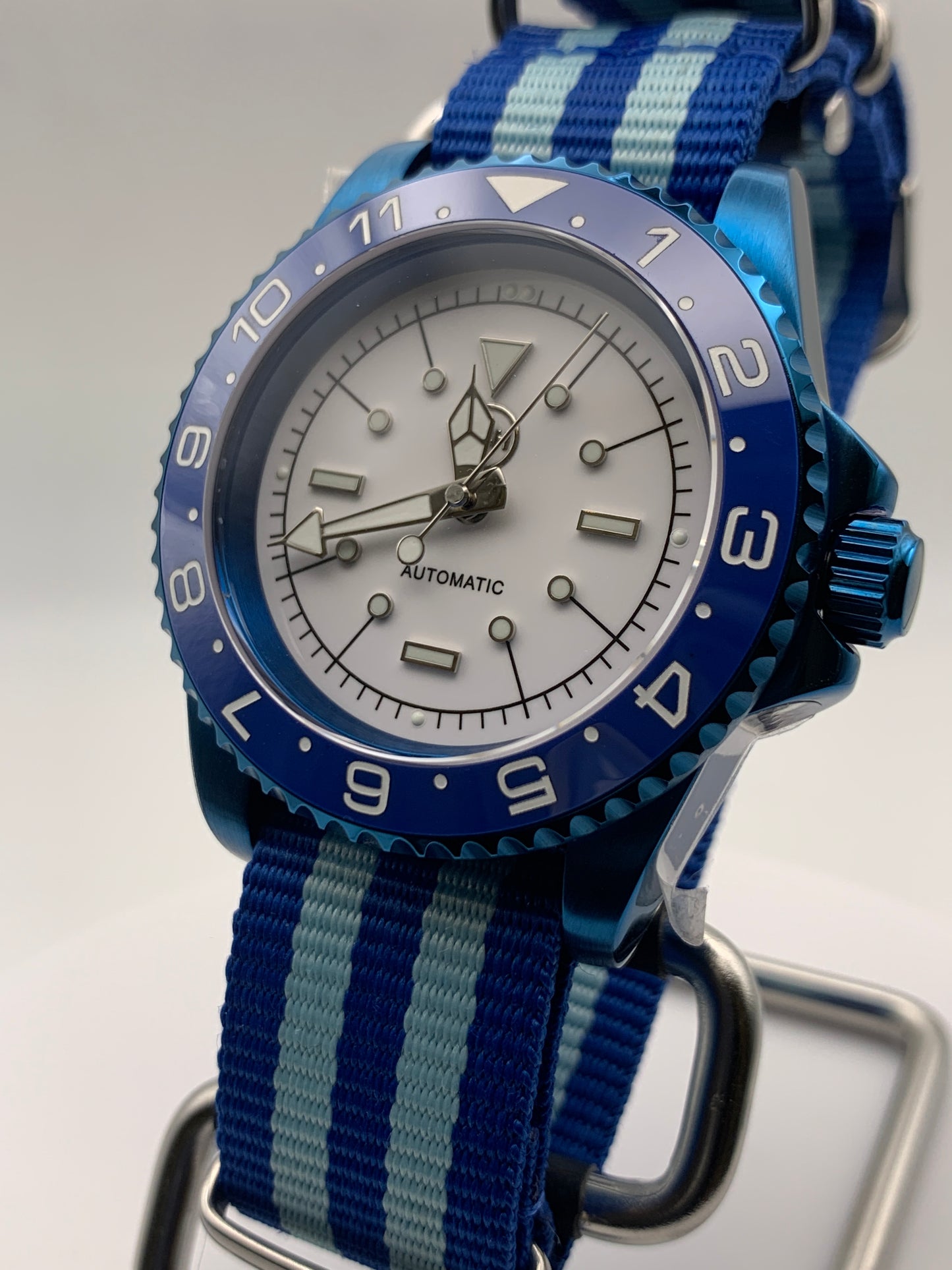 Europa - 41mm Blue anodized stainless steel case. Sapphire crystal. Seiko NH38.