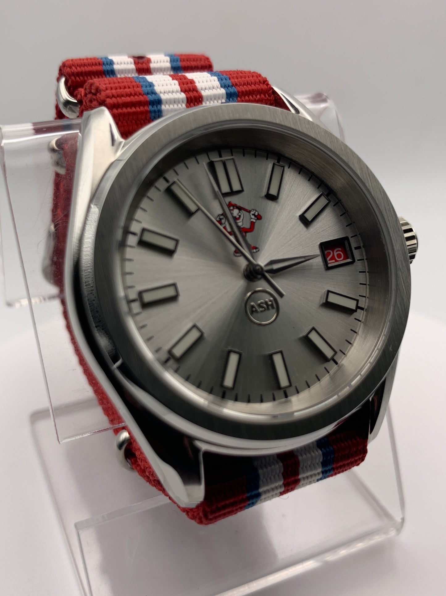 Best Avoided.  39mm Stainless steel. Sapphire crystal. Seiko NH35 with red date wheel. Mischief.